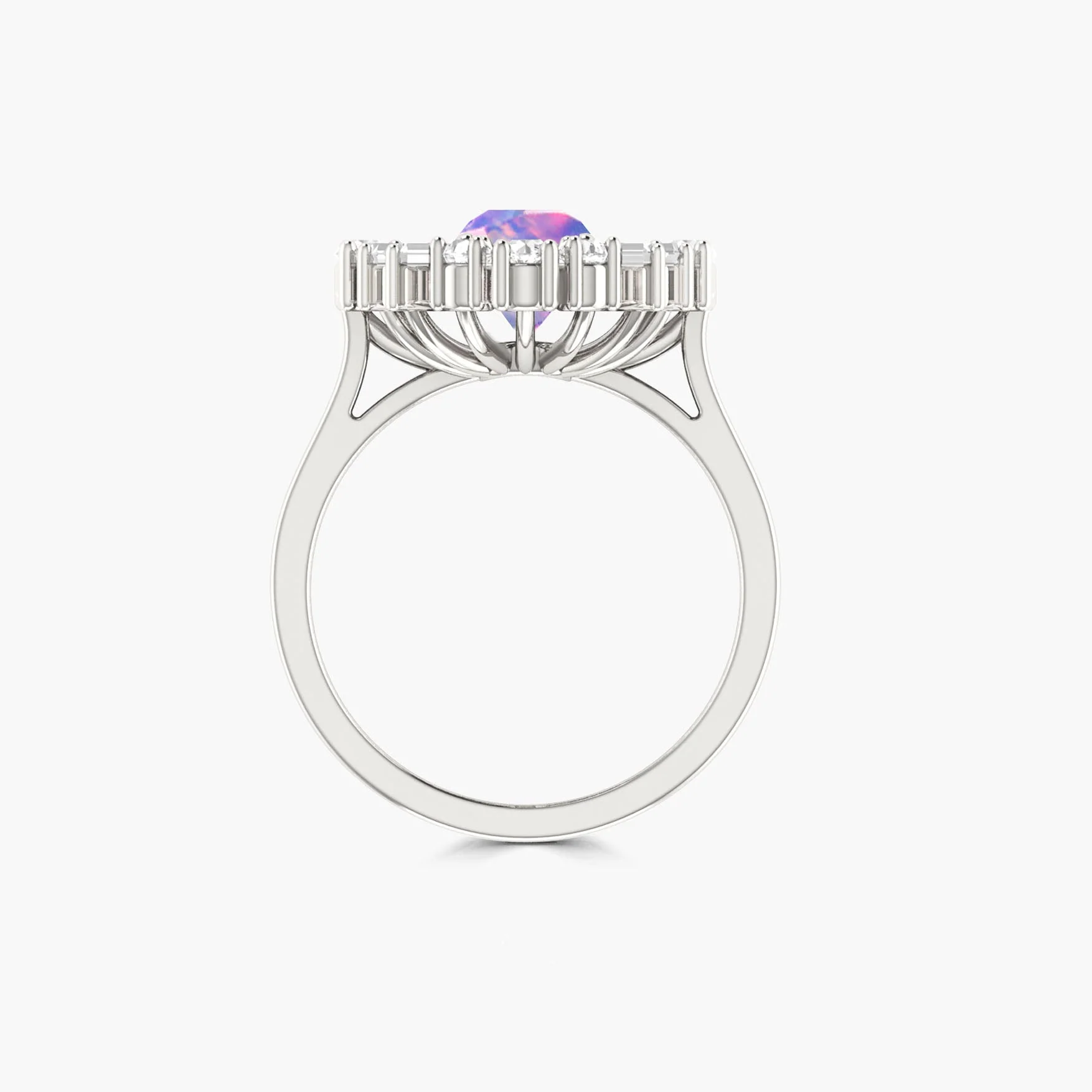 Natural Lavender Opal Halo Ring with Zircon Accent - Image 2