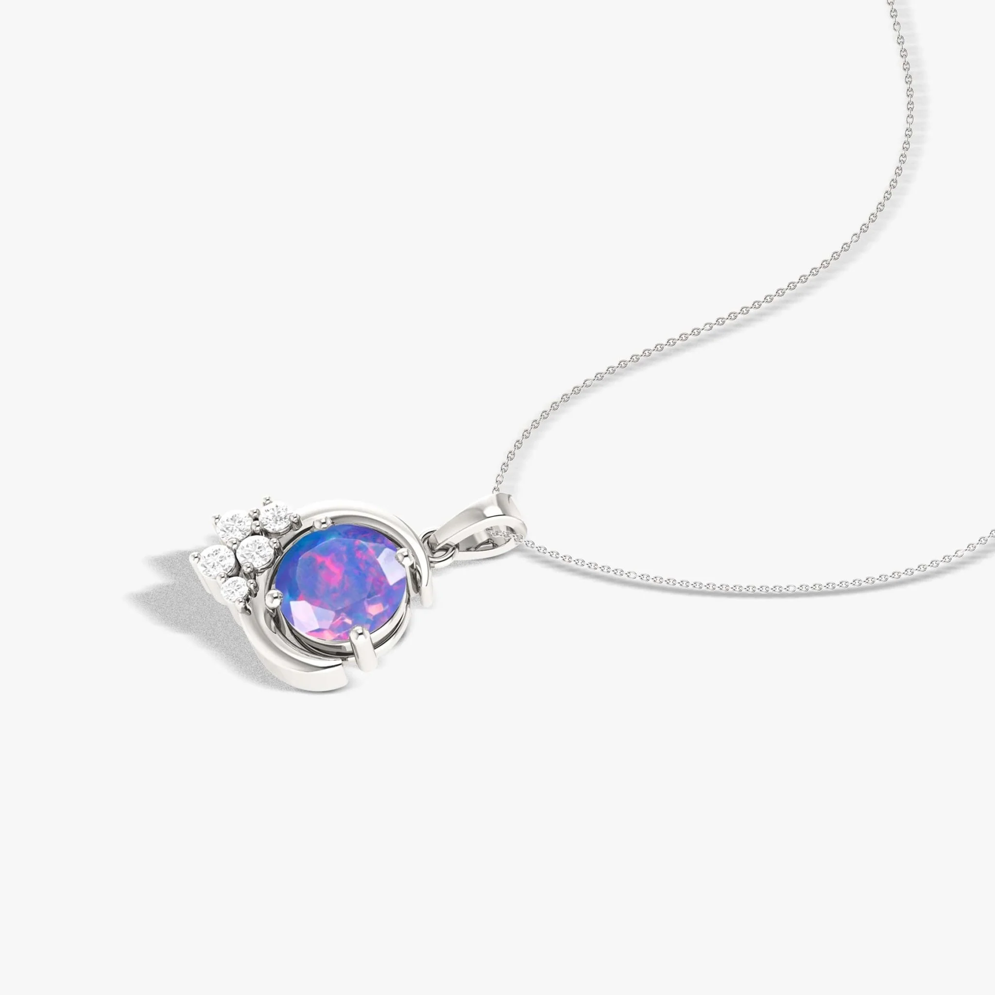 Natural Lavender Opal Moon Charm Pendant Necklace - Image 4