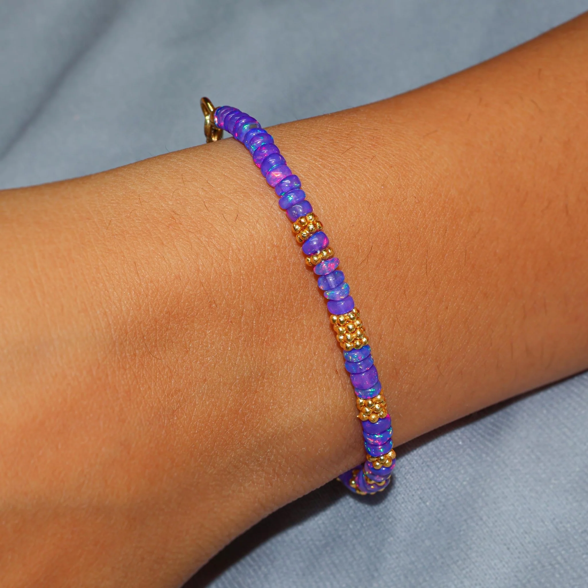 Natural Lavender Opal Separator Beaded Bracelet - Image 2