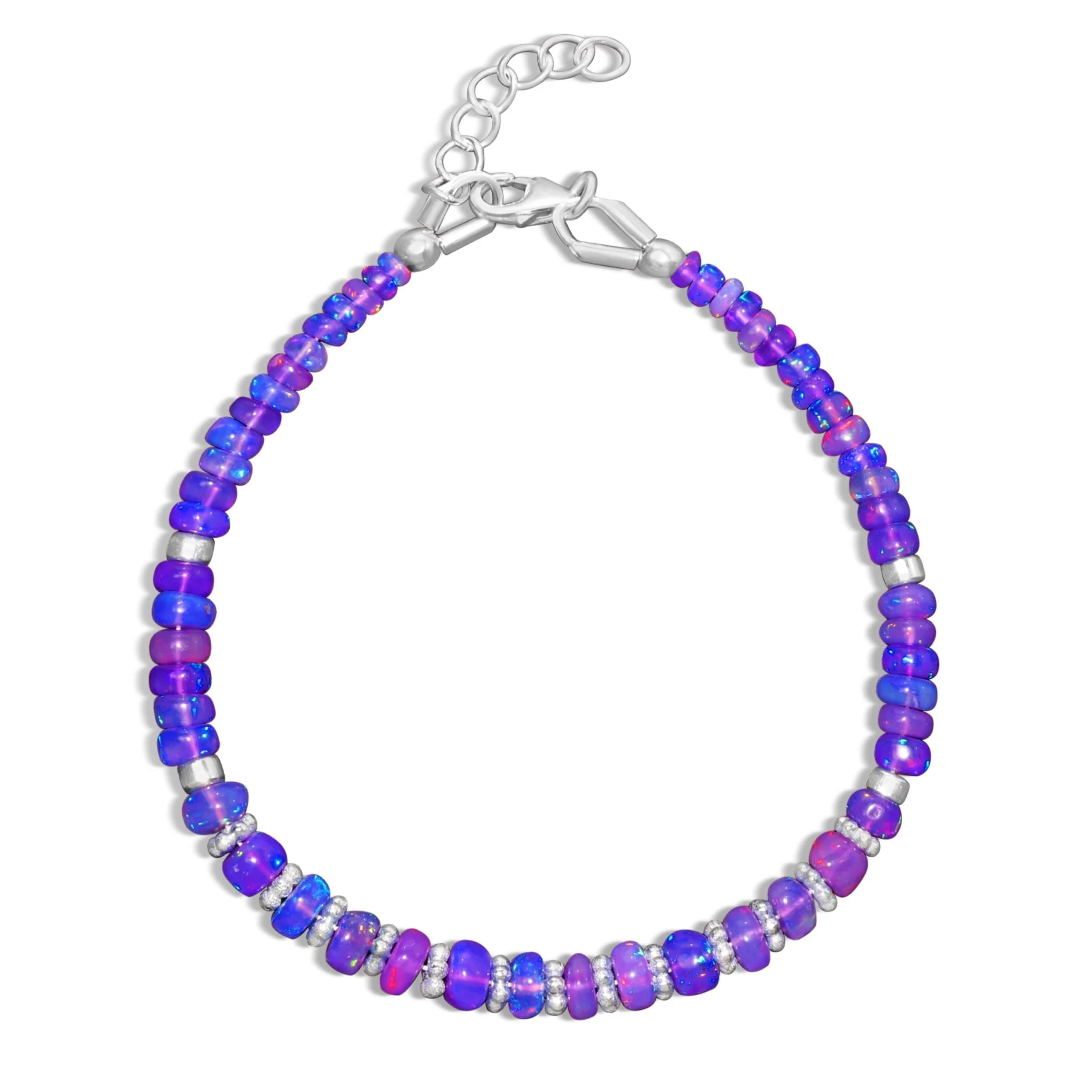 Natural Lavender Opal Separator Rondelle Beaded Bracelet