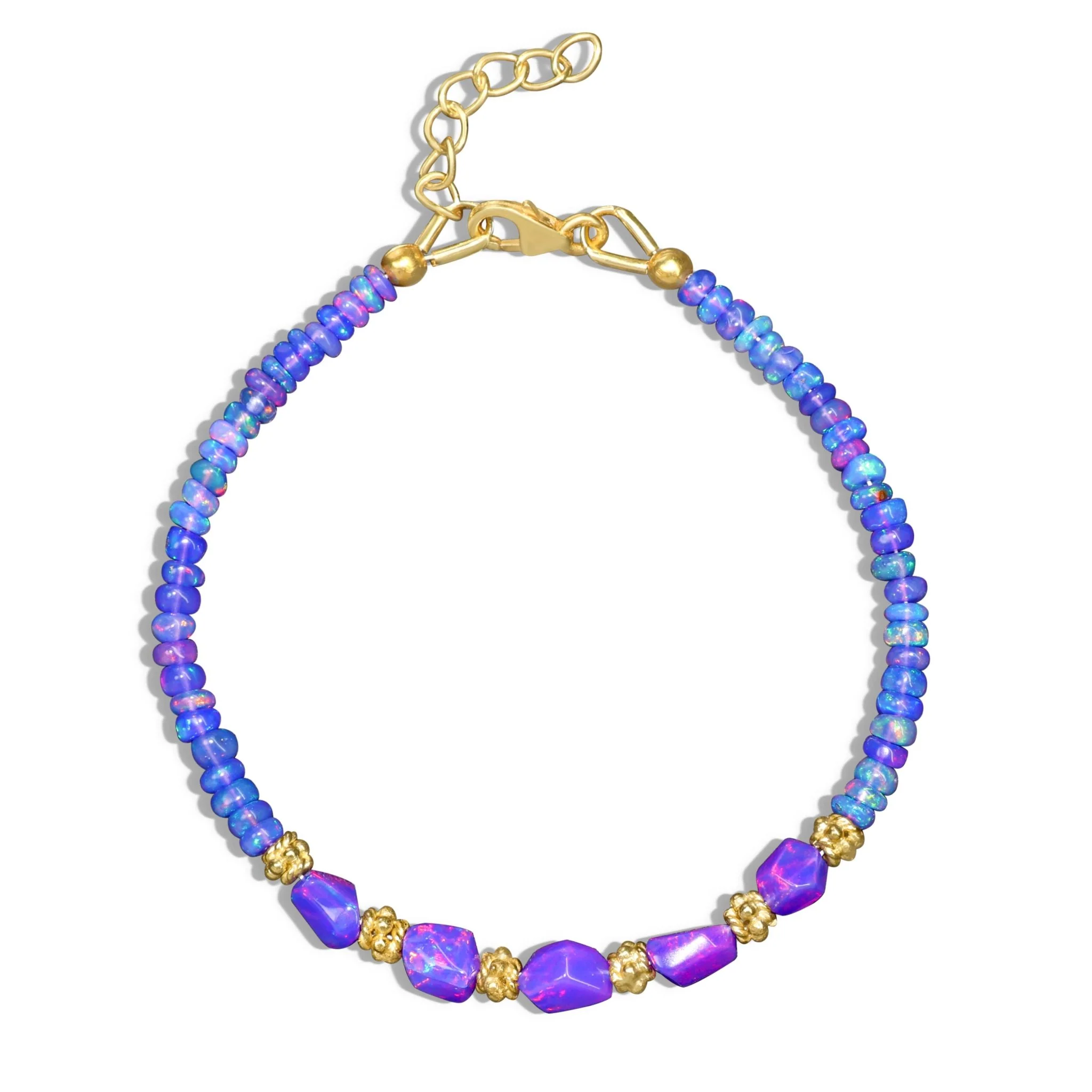 Natural Lavender Opal Tumble Beaded Dainty Bracelet
