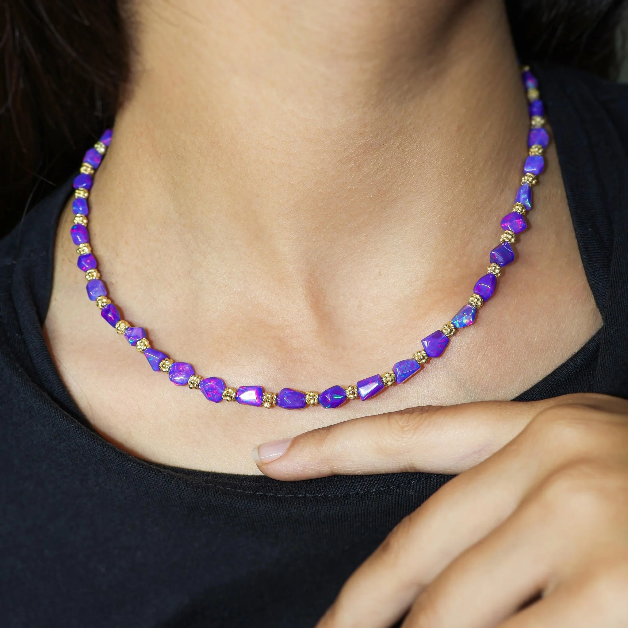 Natural Lavender Opal Tumble Separator Necklace - Image 3