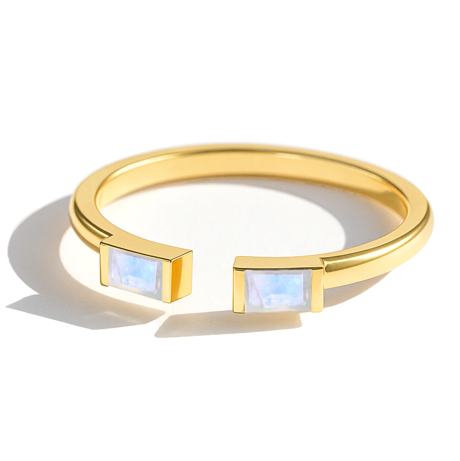 Natural Horizontal Moonstone Baguette Open Ring in 925 Sterling Silver 5x2mm 0.80ct - Image 7