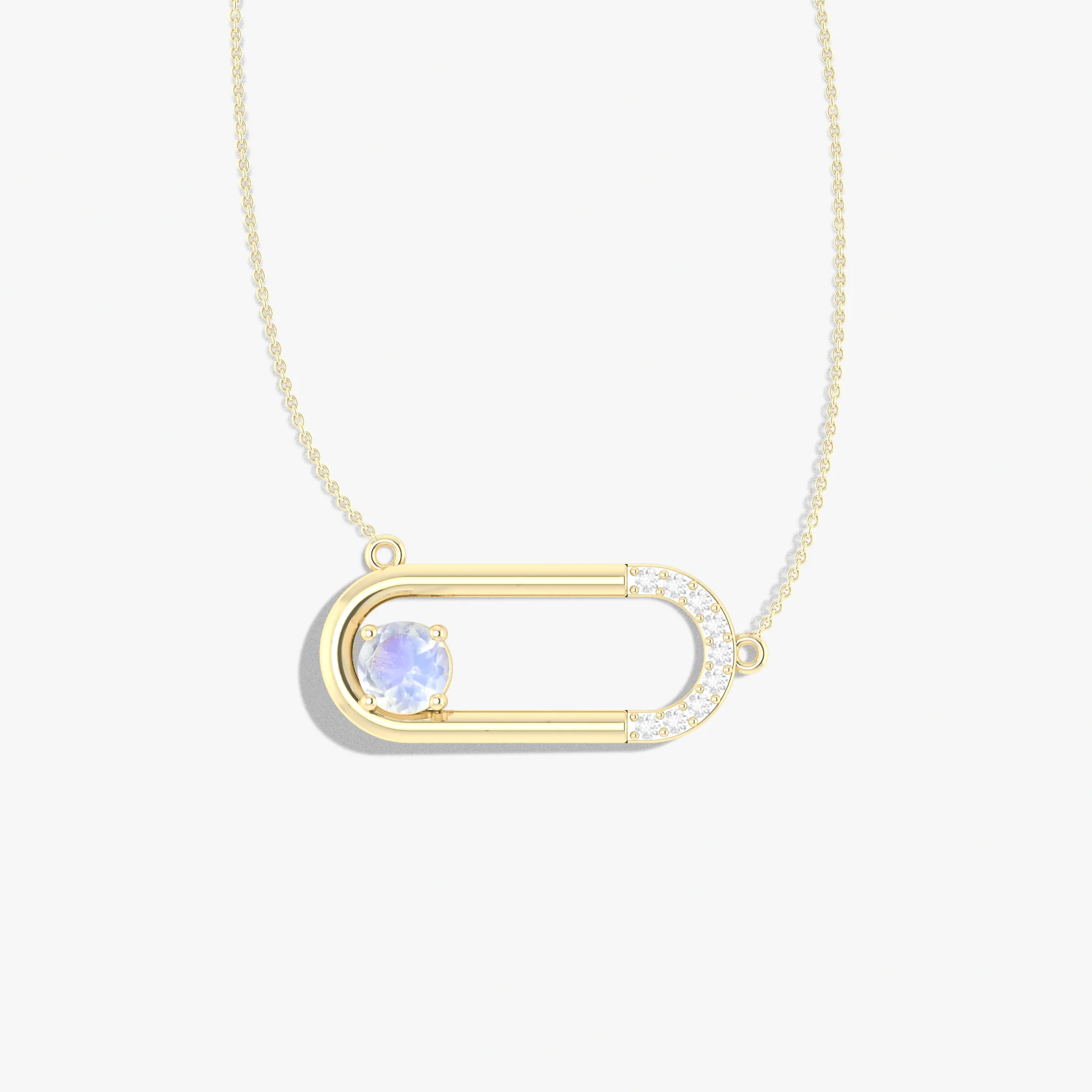 Natural Moonstone Rectangle Style Chain Pendant Necklace