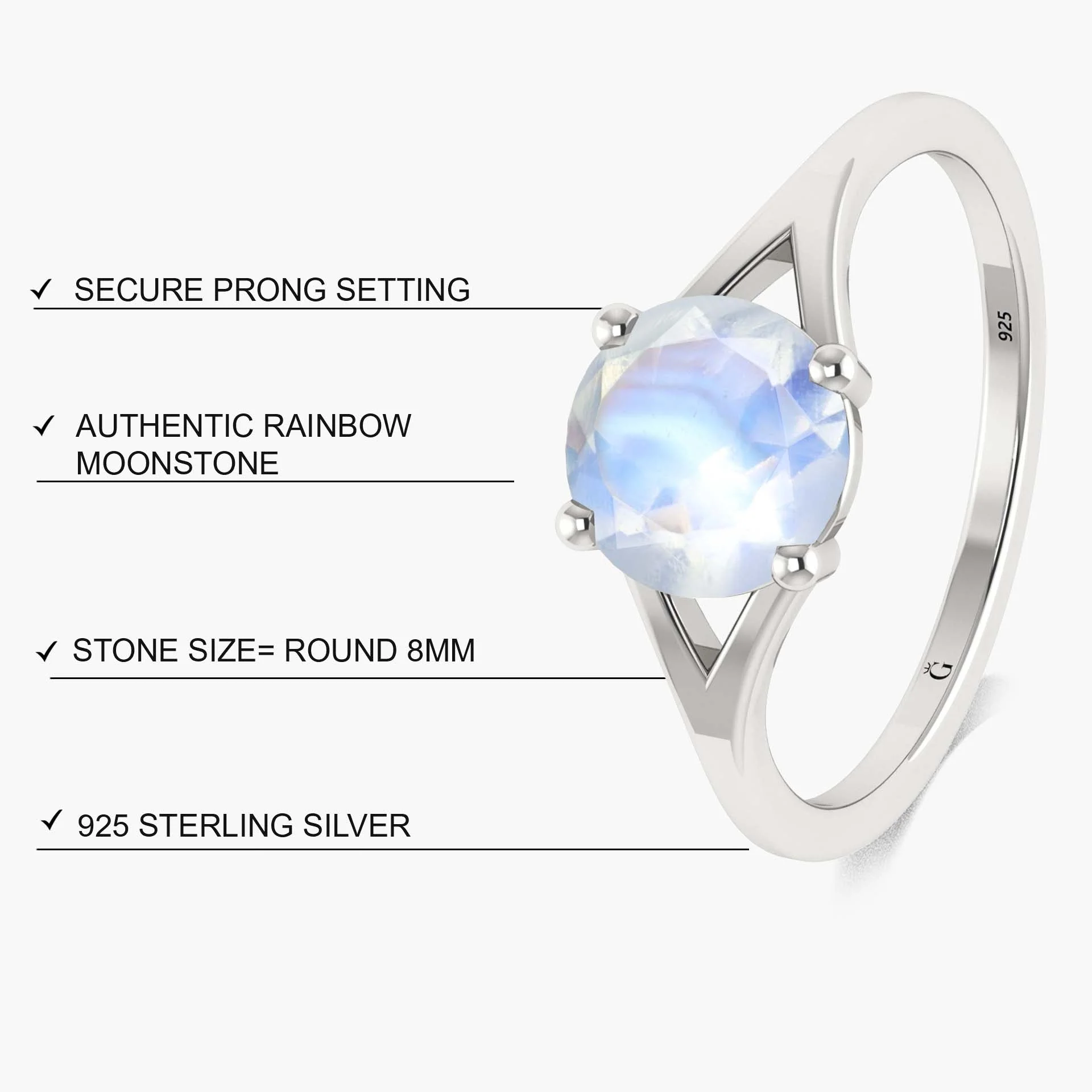 Natural Moonstone Round Faceted Gem Statement Ring - Image 5
