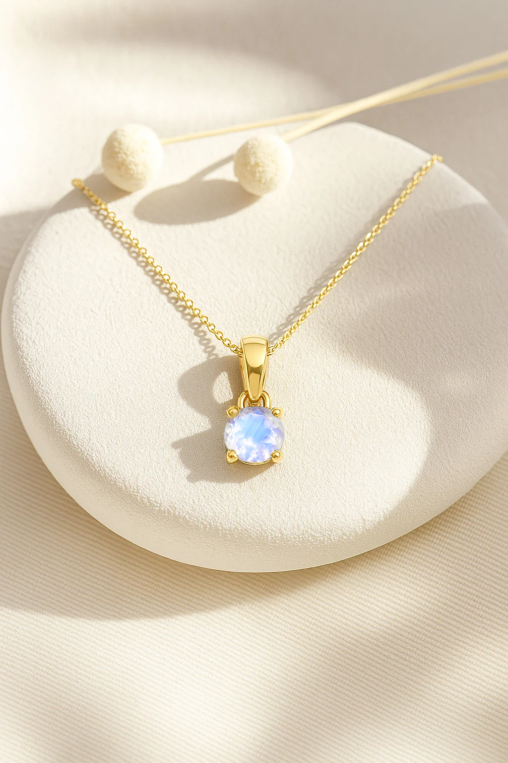 Natural Moonstone Solitaire Teardrop Pendant Necklace in 925 Sterling Silver 7mm 1.2ct - Image 4