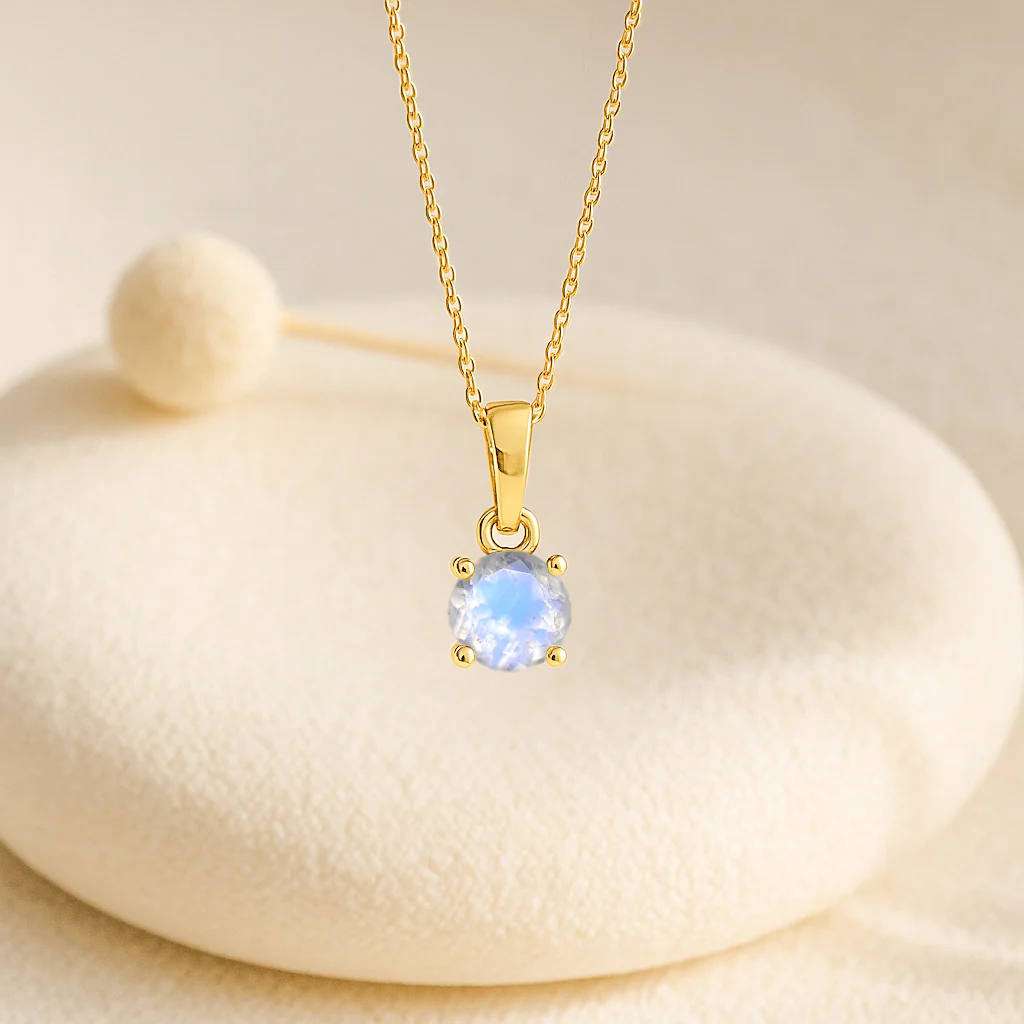 Natural Moonstone Solitaire Teardrop Pendant Necklace in 925 Sterling Silver 7mm 1.2ct - Image 5