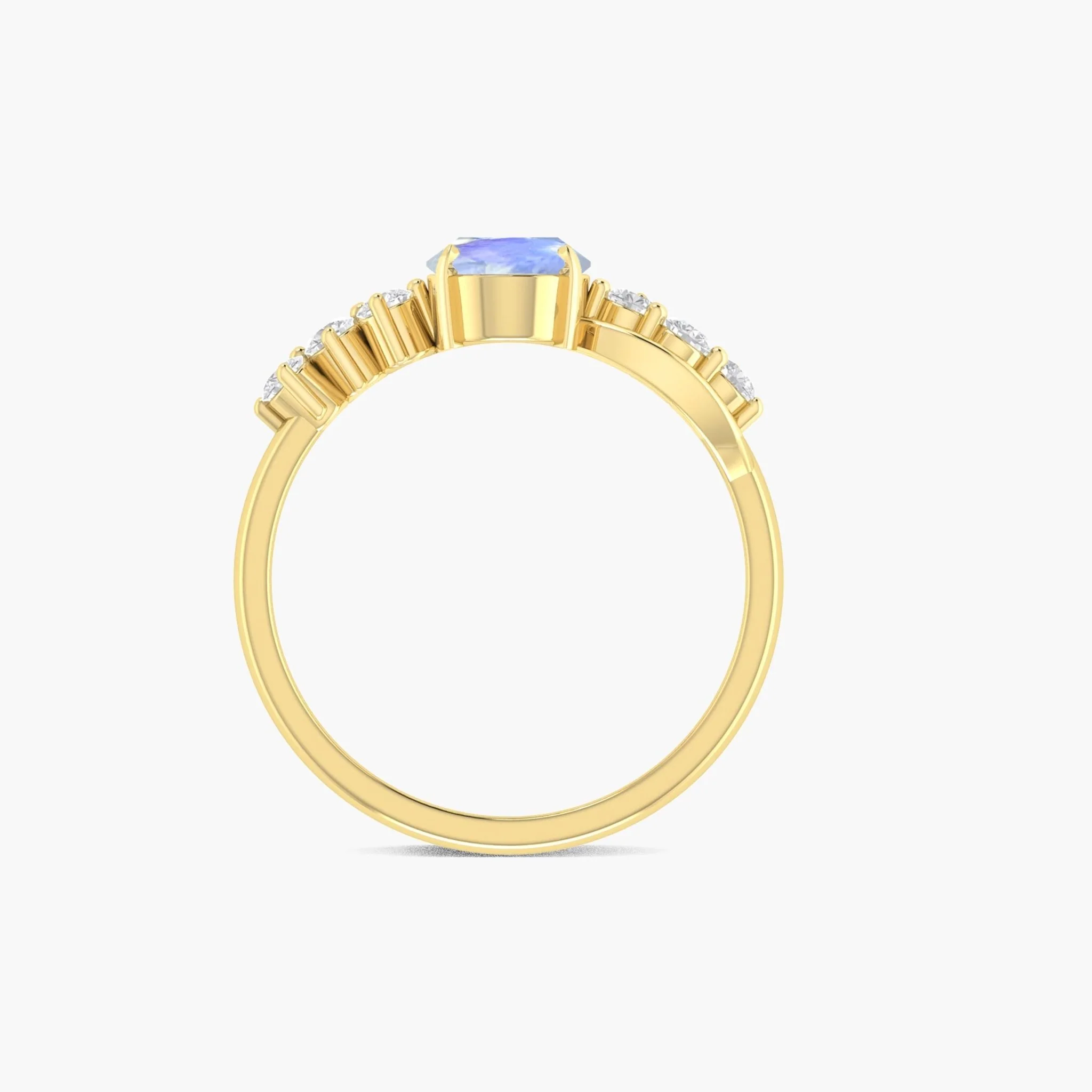 Natural Moonstone Solitaire with Accents Ring with Gold Filled & Sterling Silver - Image 5