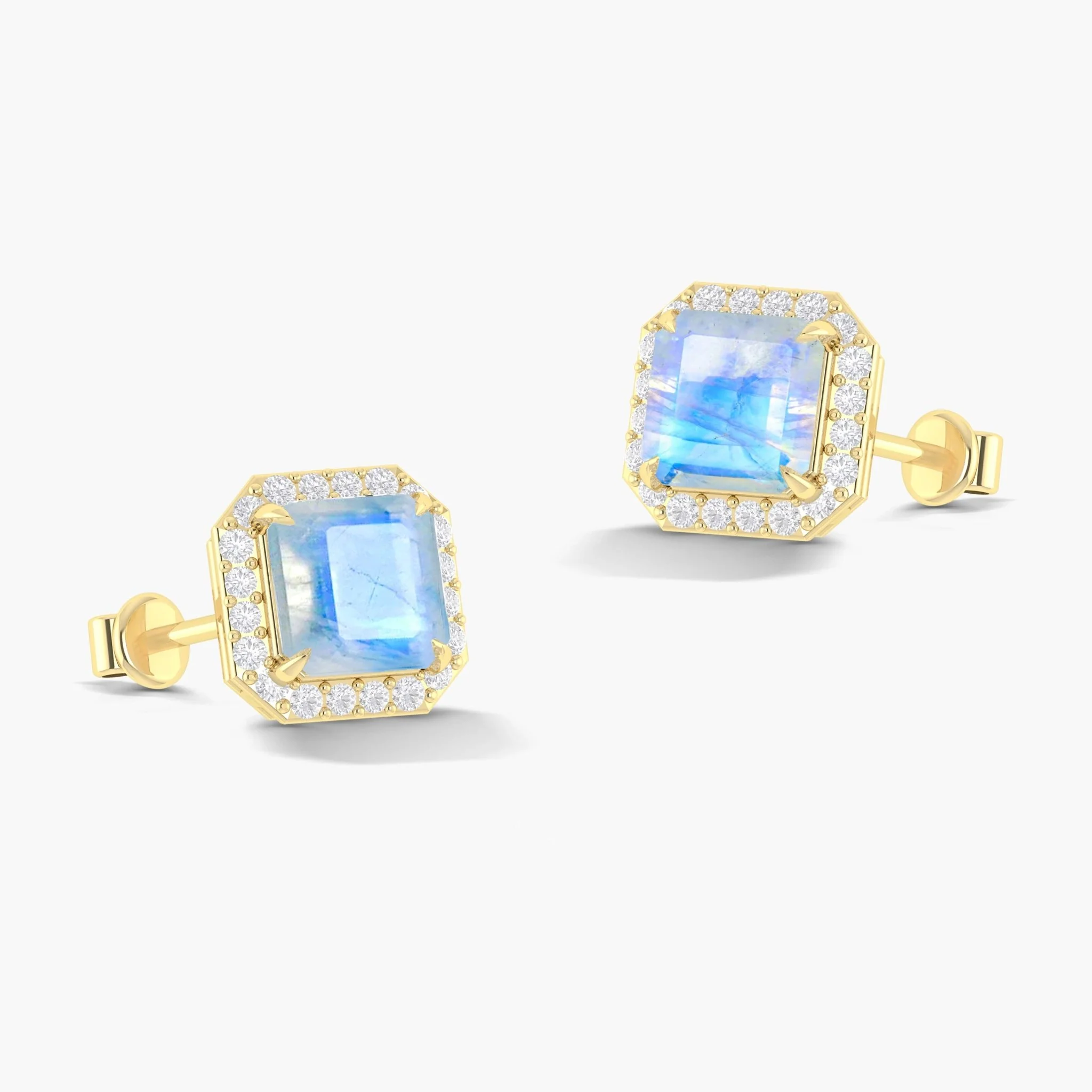 Natural Moonstone Stud Earrings Push Back - Image 4
