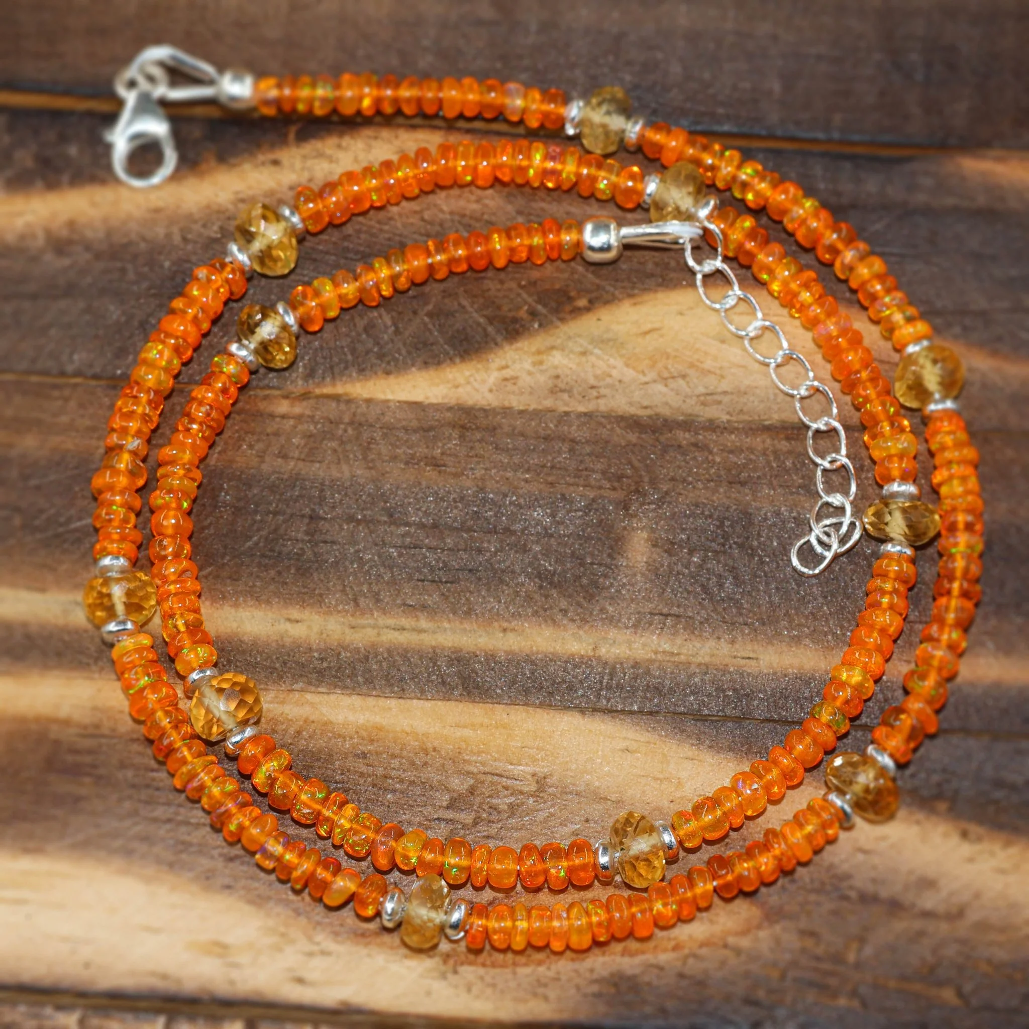 Natural Orange Opal and Citrine Bead Strand Necklace - Image 4