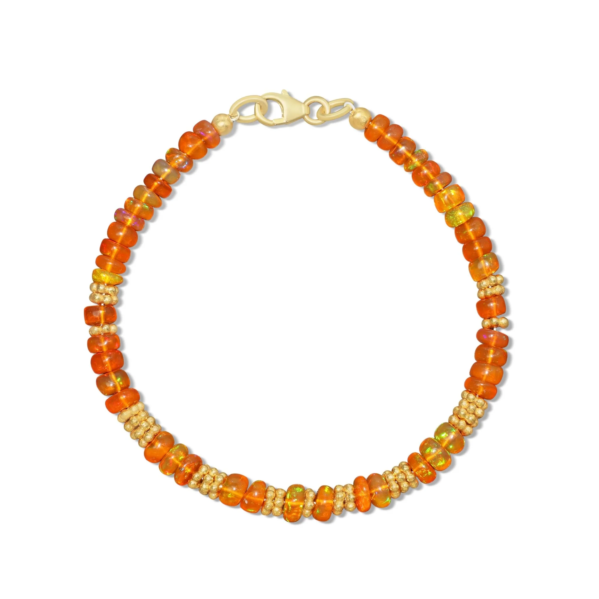 Natural Orange Opal Separator Beaded Bracelet