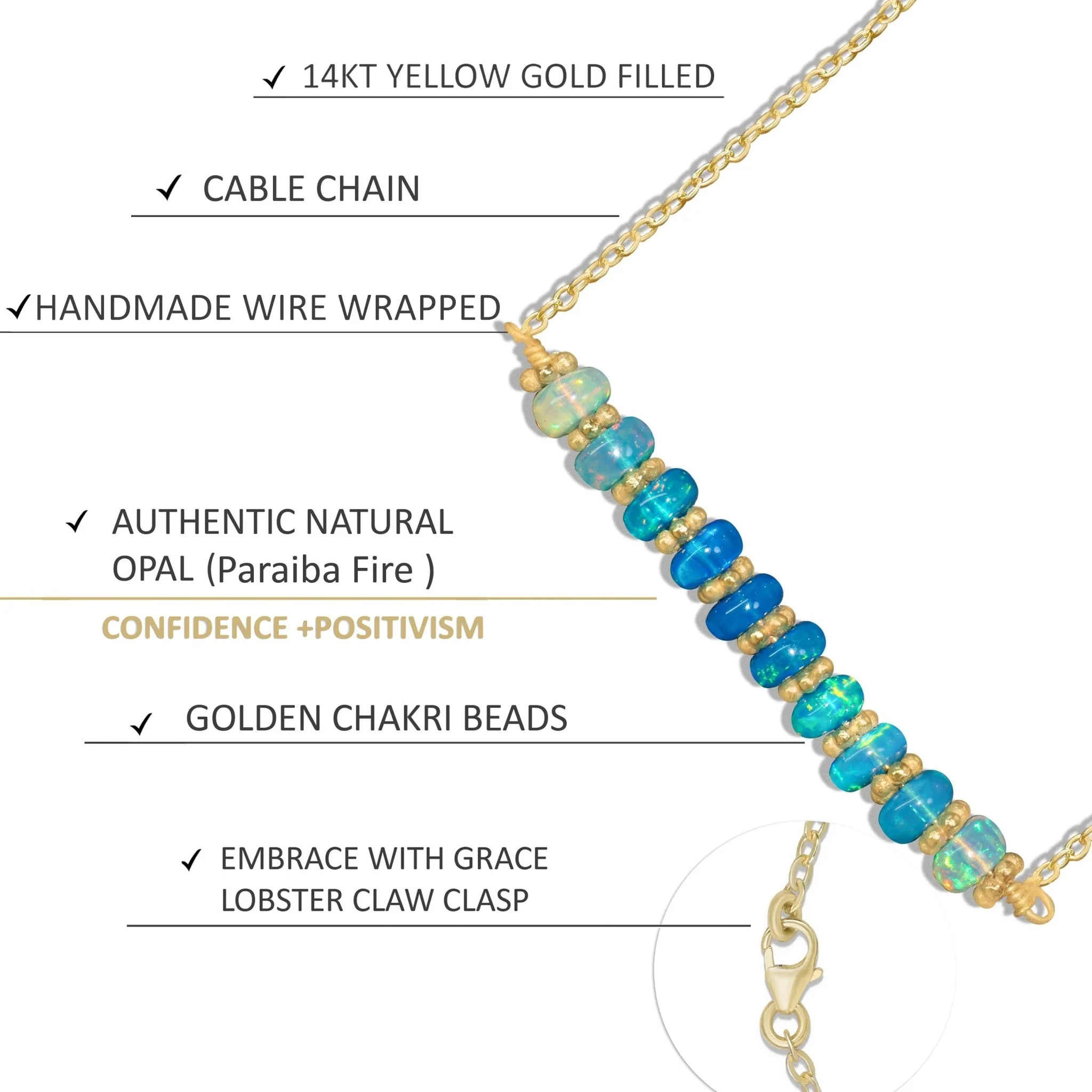 Natural Paraiba Opal Bar Chain Necklace for Women - Image 4
