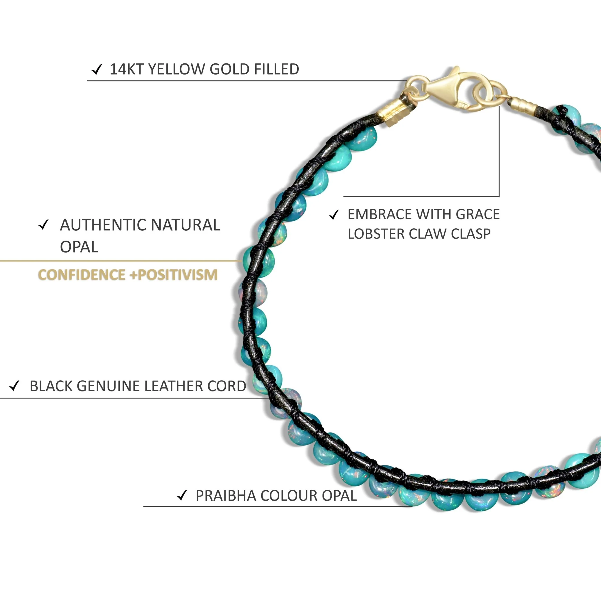 Natural Paraiba Opal Black Rope Beaded Bracelet Smooth Beads - Image 5