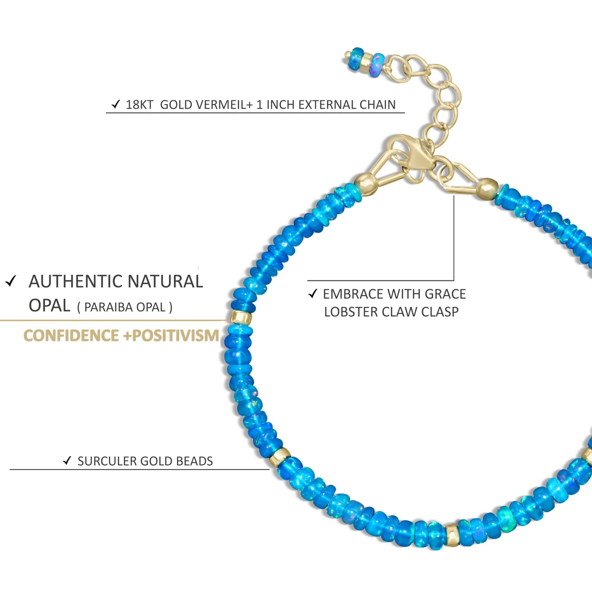 Natural Paraiba Opal Separator Bead Strand Rondelle Bracelet - Image 2