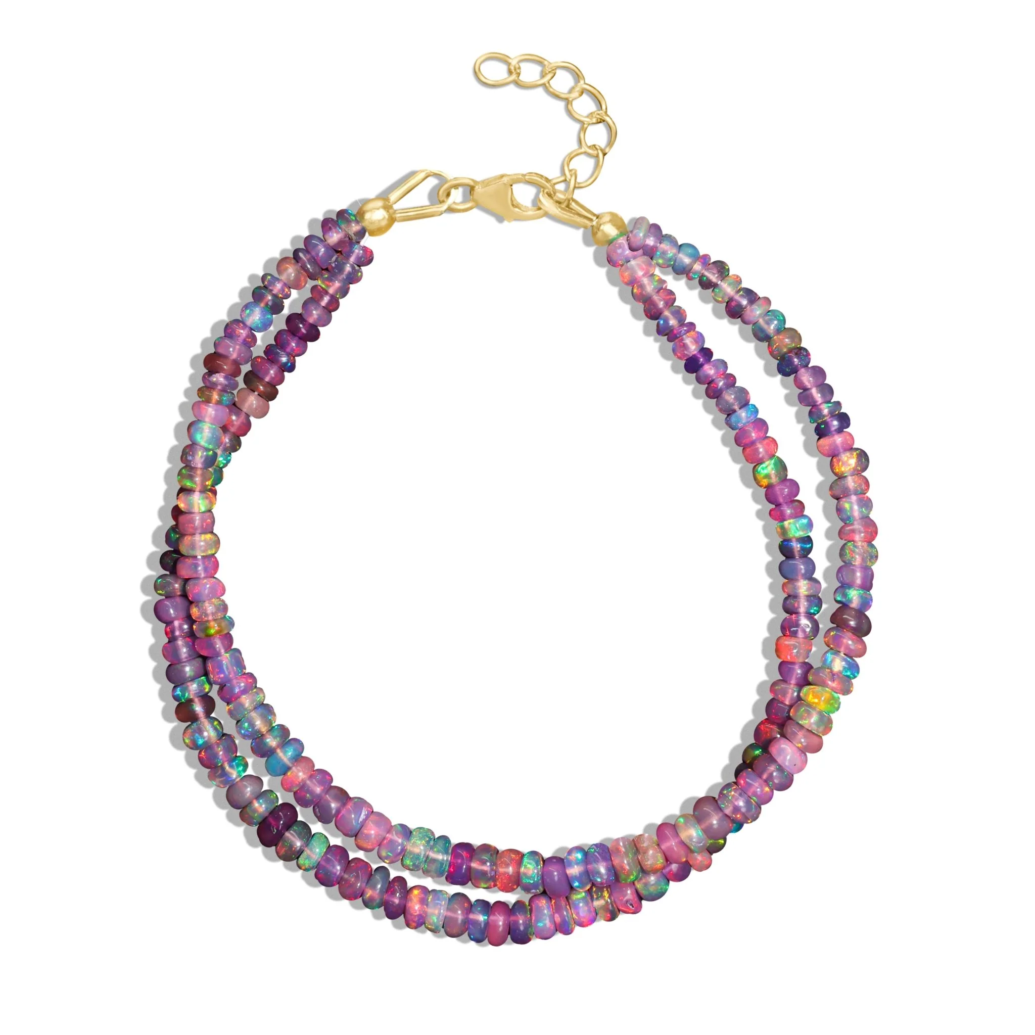 Natural Purple Opal 2 Strand Plain Beaded Handmade Bracelet