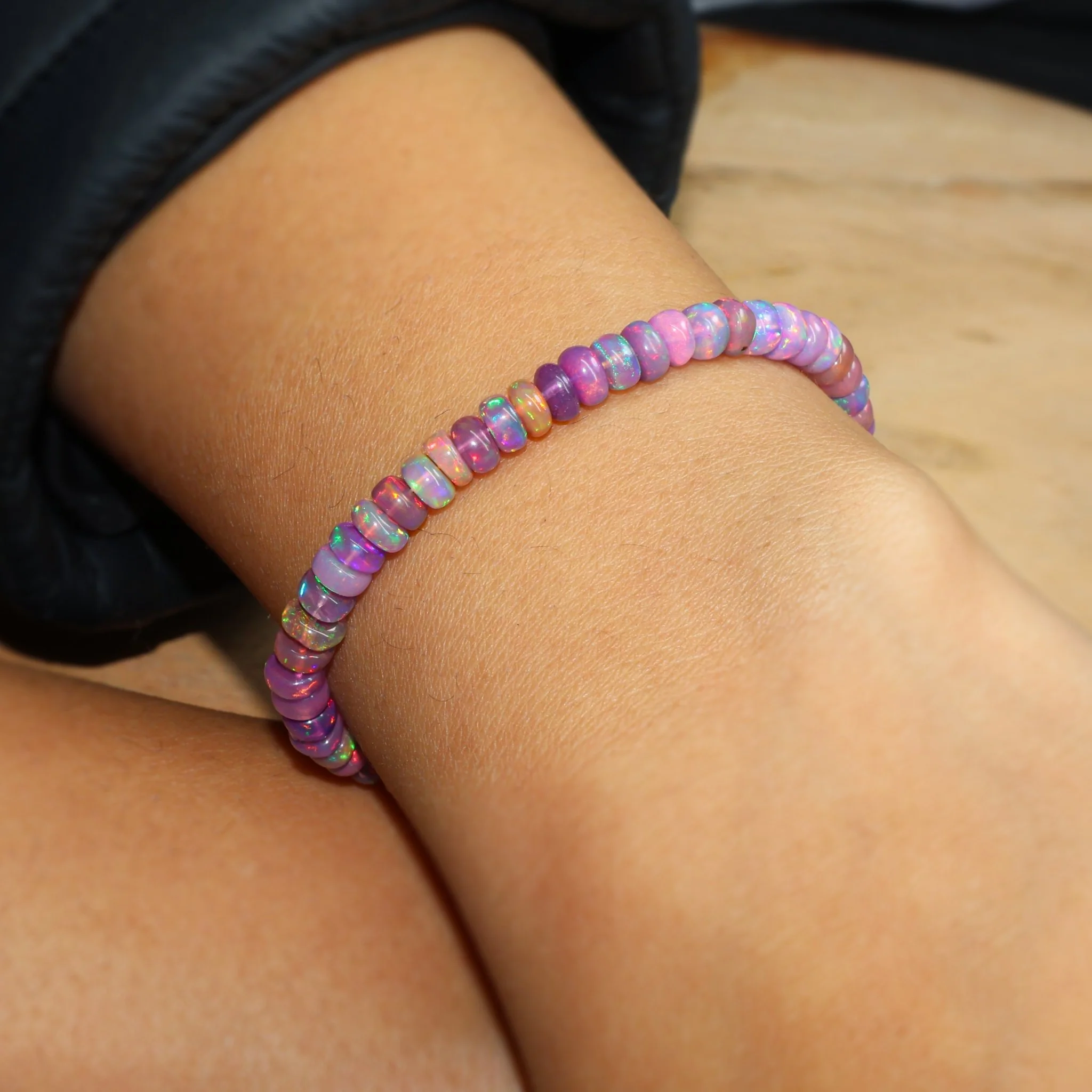 Natural Purple Opal 4-5MM Plain Beaded Handmade Bracelet - Image 2