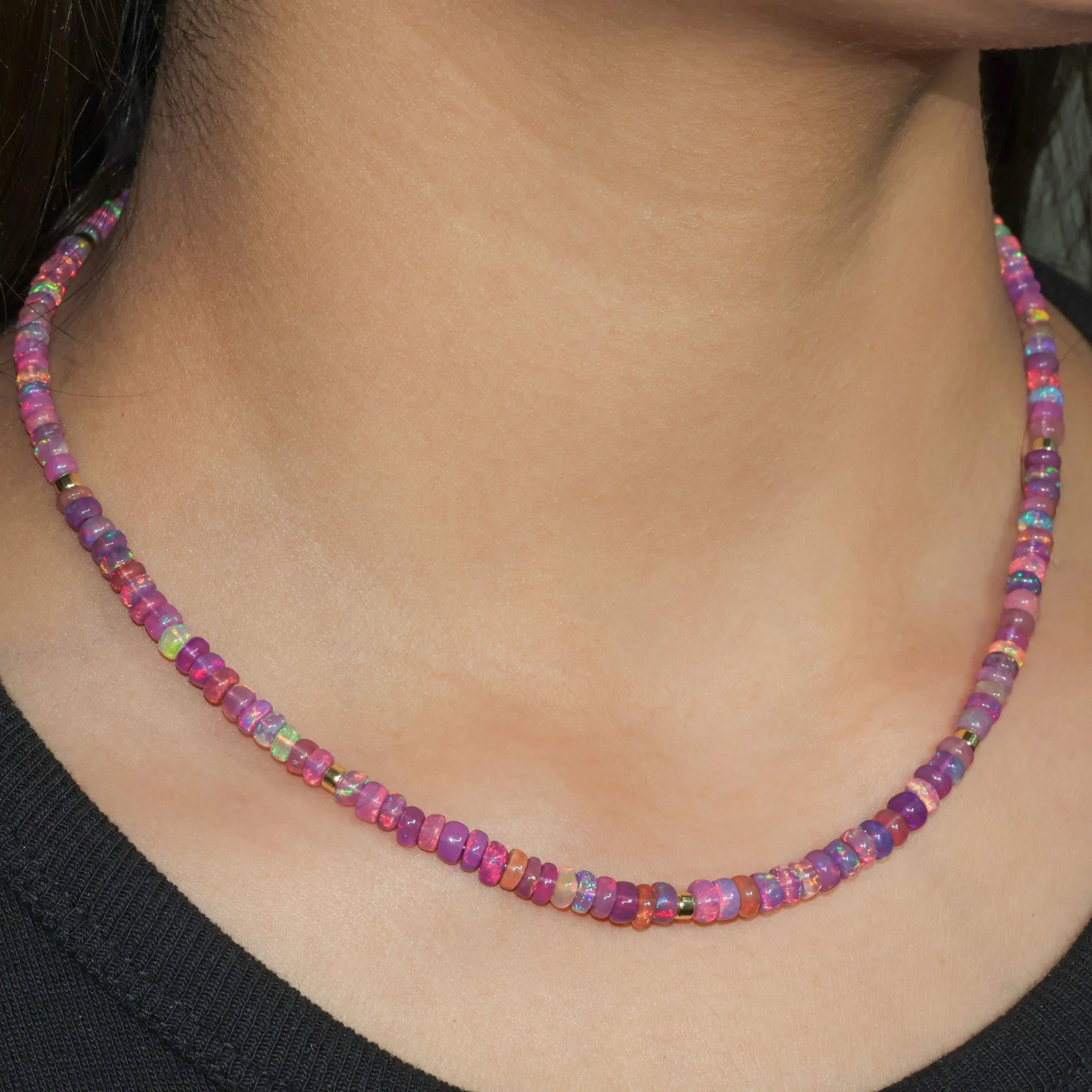 Natural Purple Opal Plain Beaded Necklace for Women - Image 2