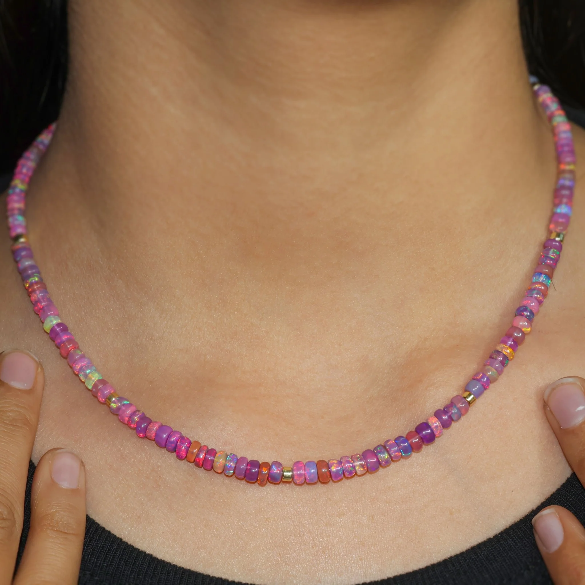 Natural Purple Opal Plain Beaded Necklace for Women - Image 3