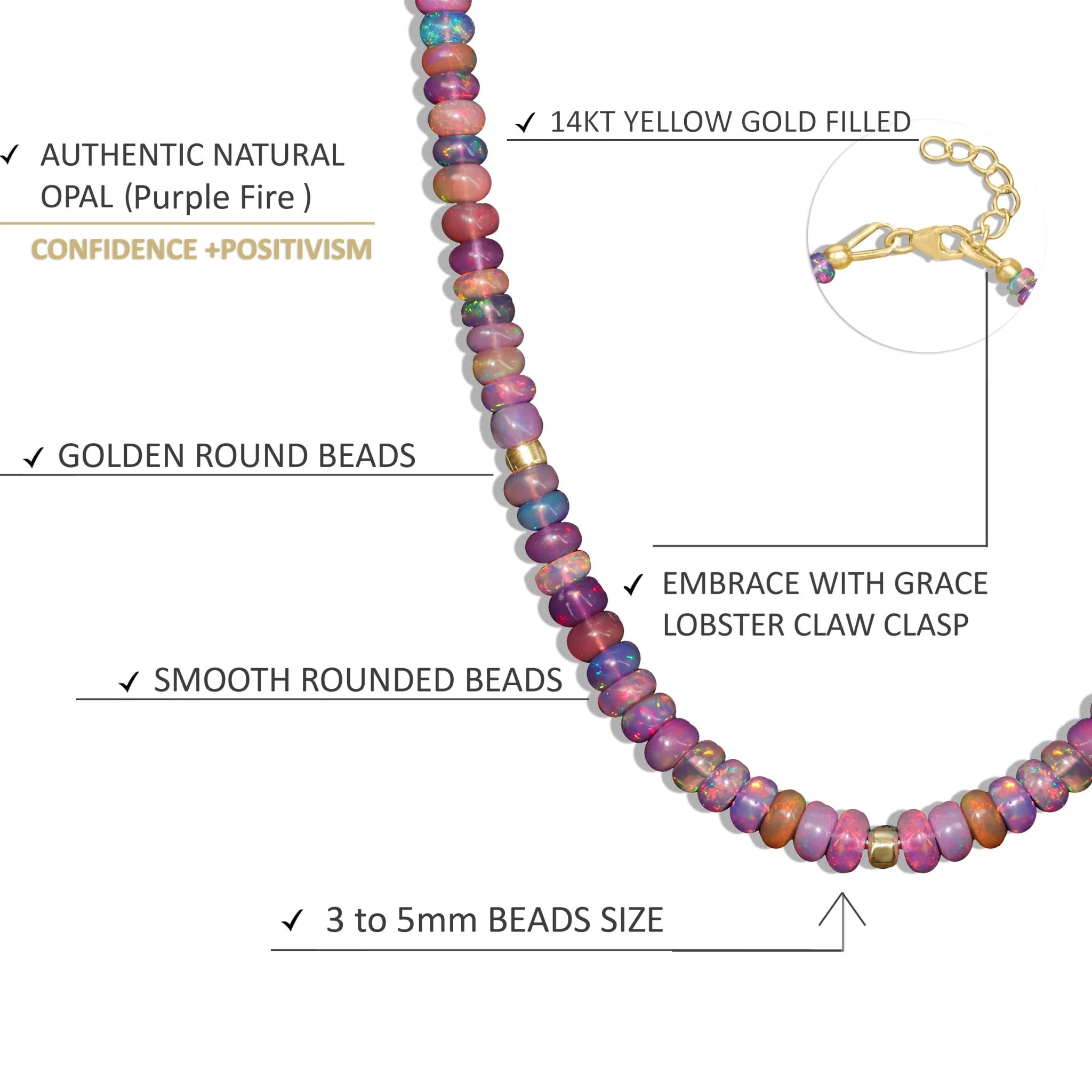 Natural Purple Opal Plain Beaded Necklace for Women - Image 4