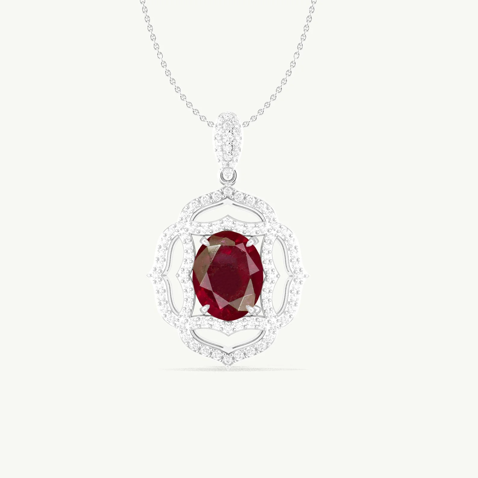 Natural Red Ruby Gemstone Charm Pendant Necklace