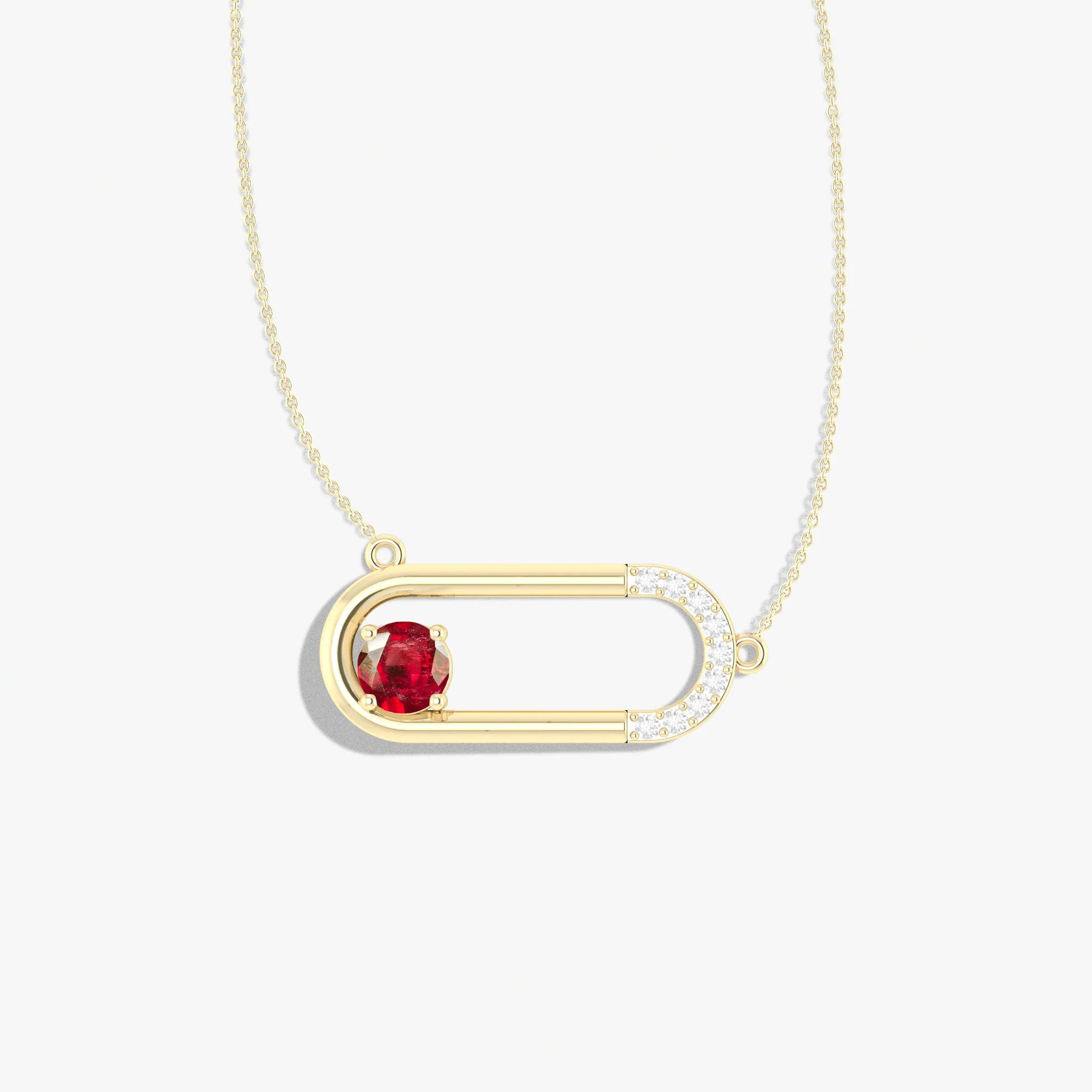 Natural Round Ruby Pendant chain necklace for women - Image 2