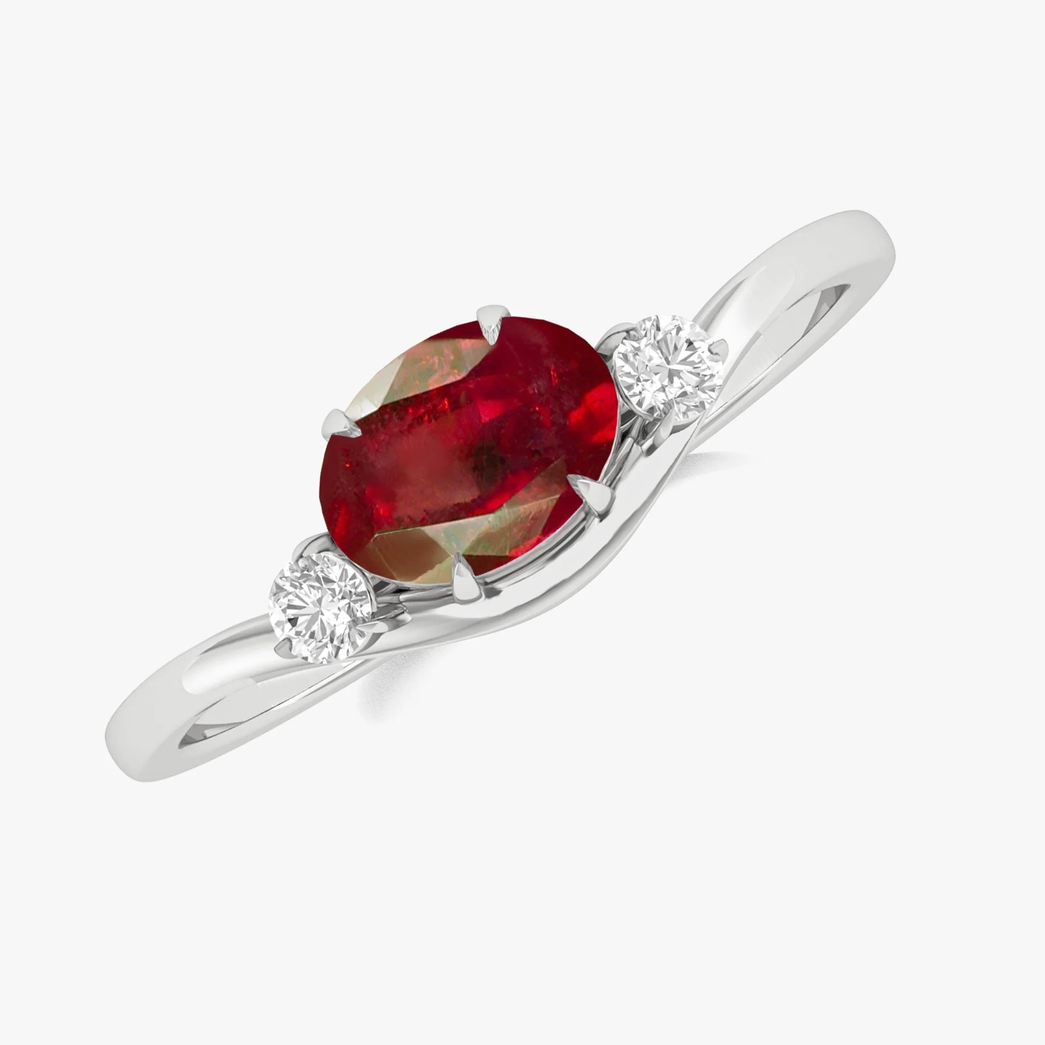 Natural Ruby 7X5 MM Three Stone Ring - Image 3