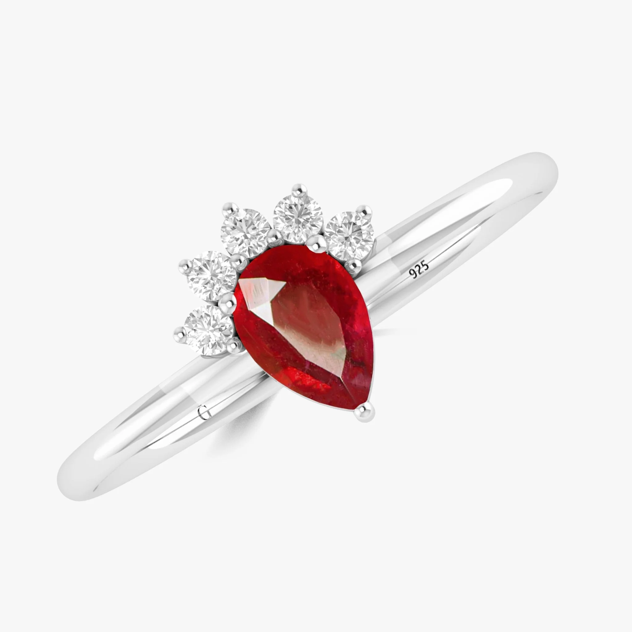 Natural Ruby and Zircon Floral Ring in Sterling Silver - Image 5