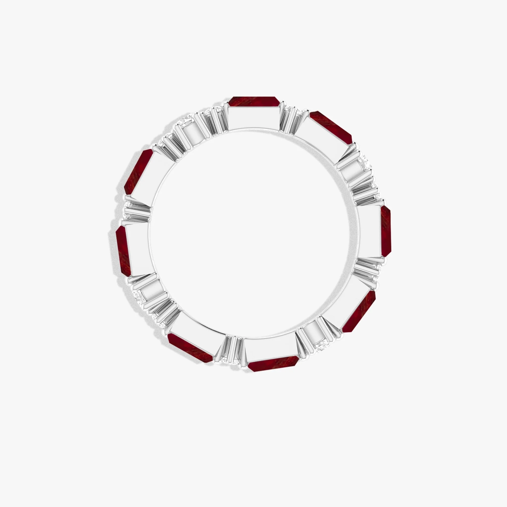 Natural Ruby Eternity Wedding Band Ring - Image 3