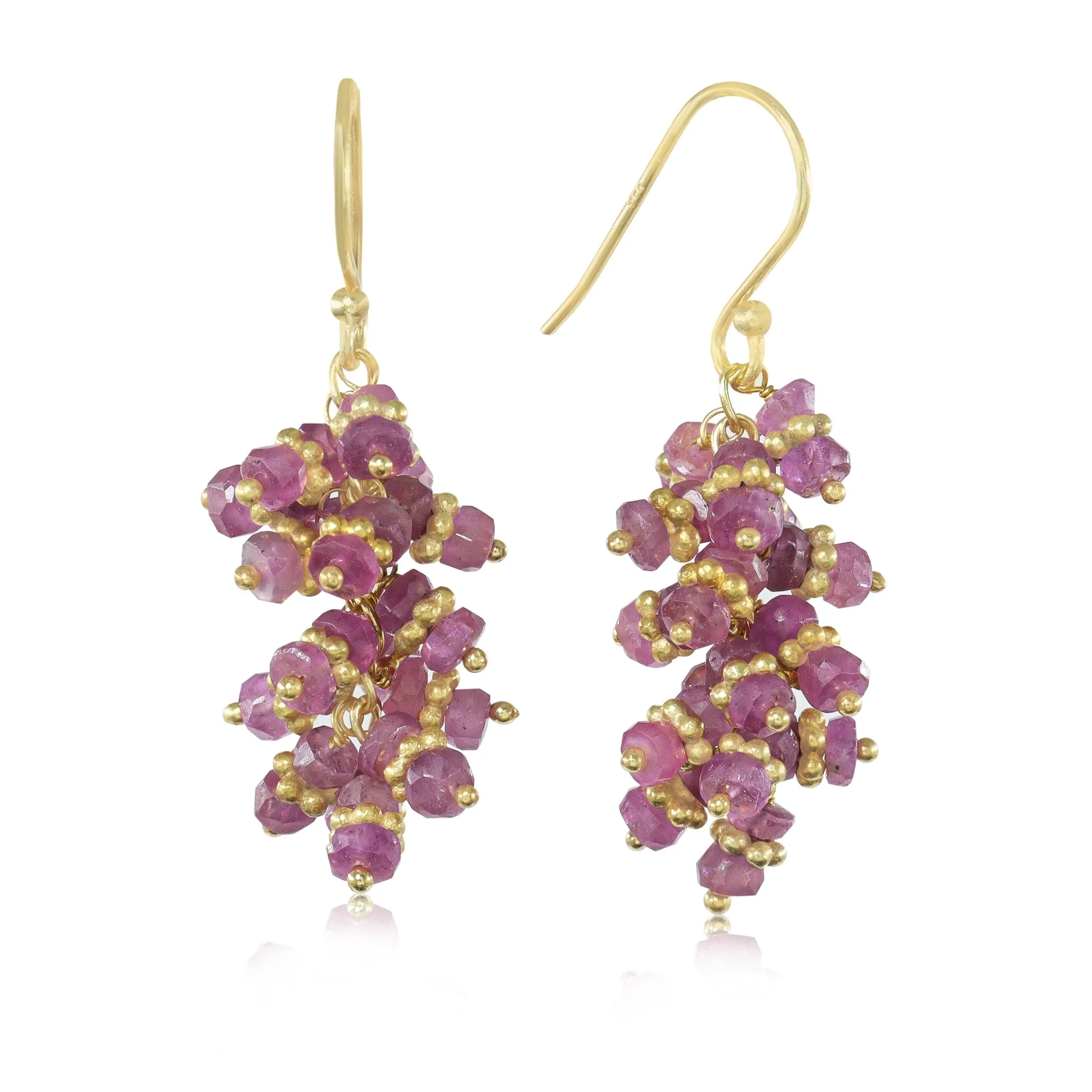 Natural Ruby Gemtone Earrings - Chakri Style Cluster
