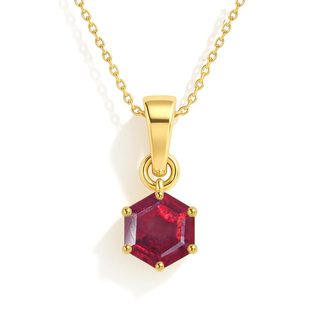 Natural Ruby Hexagon Solitaire Pendant Necklace in 925 Sterling Silver 1.50ct - Image 5