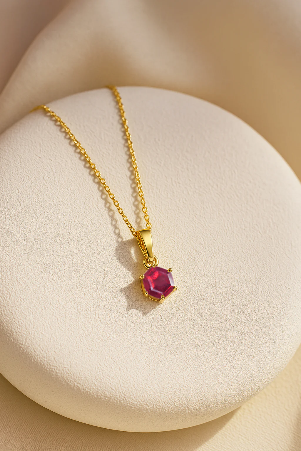 Natural Ruby Hexagon Solitaire Pendant Necklace in 925 Sterling Silver 1.50ct - Image 8