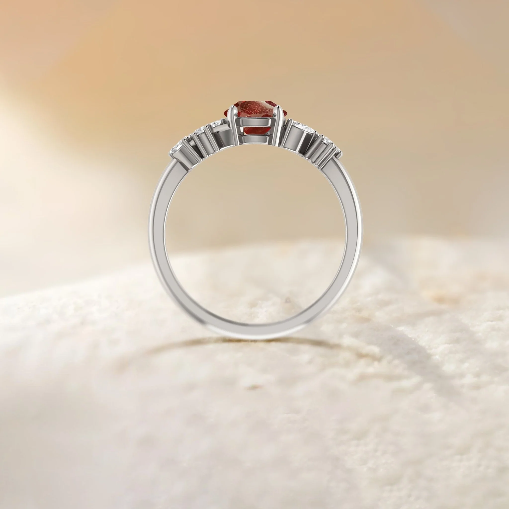 Natural Ruby Leaf Style Solitaire Ring For Her - Image 4