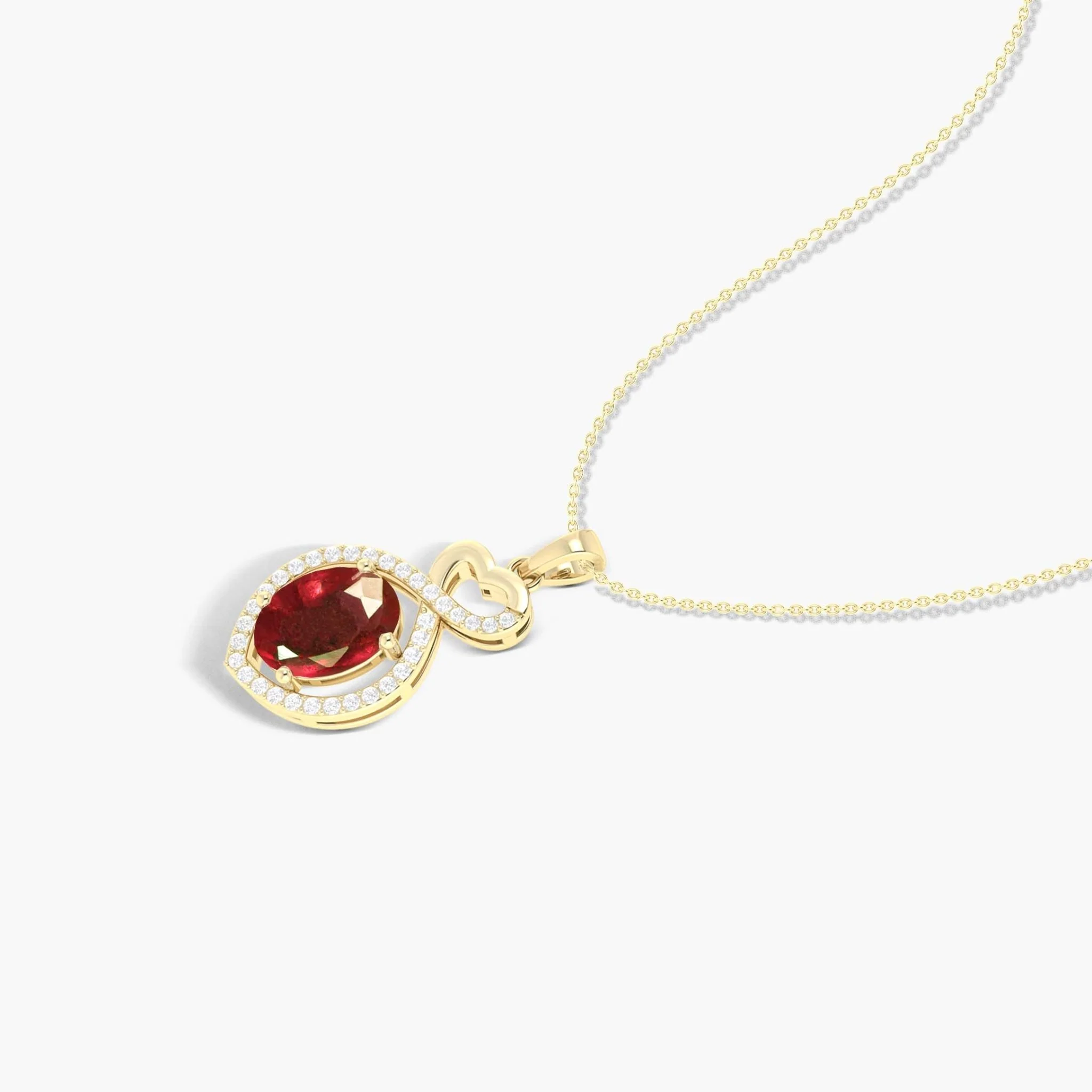 Natural Ruby Mini Heart Style Chain Pendant Necklace - Image 4