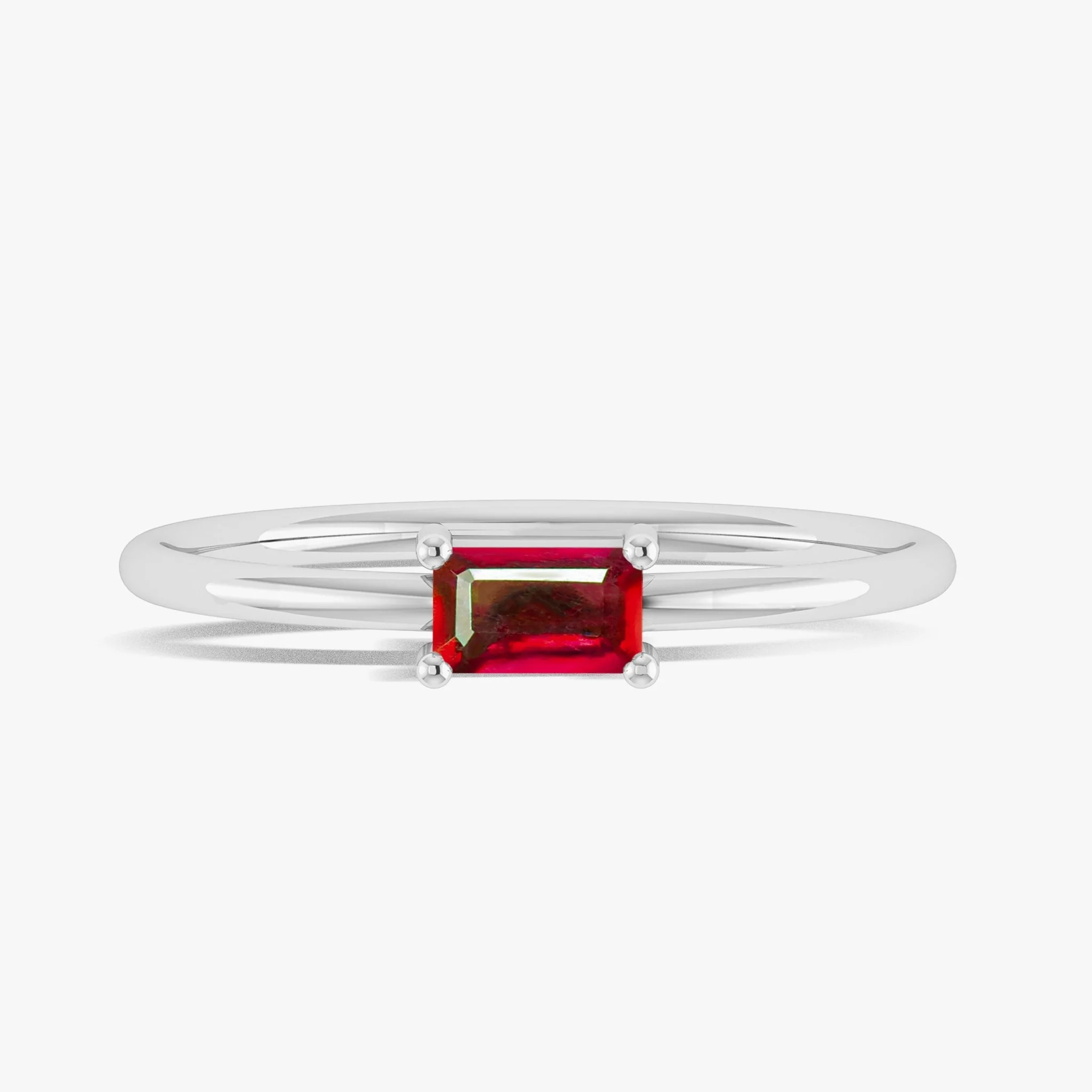 Natural Ruby SINGLE BAGUETTE STONE SOLITAIRE RING - Image 7