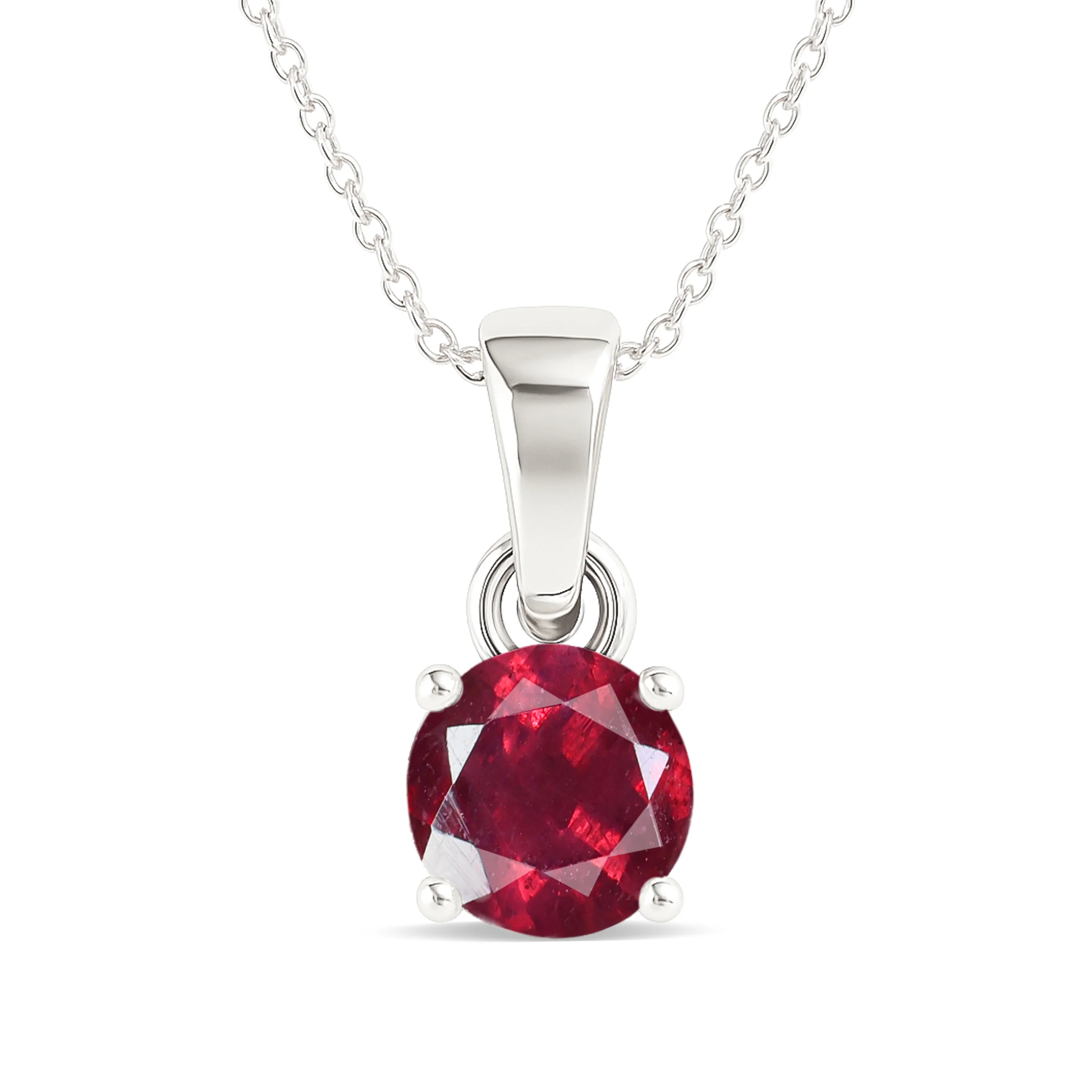Natural Ruby Solitaire Teardrop Pendant Necklace in 925 Sterling Silver 7mm 1.2ct