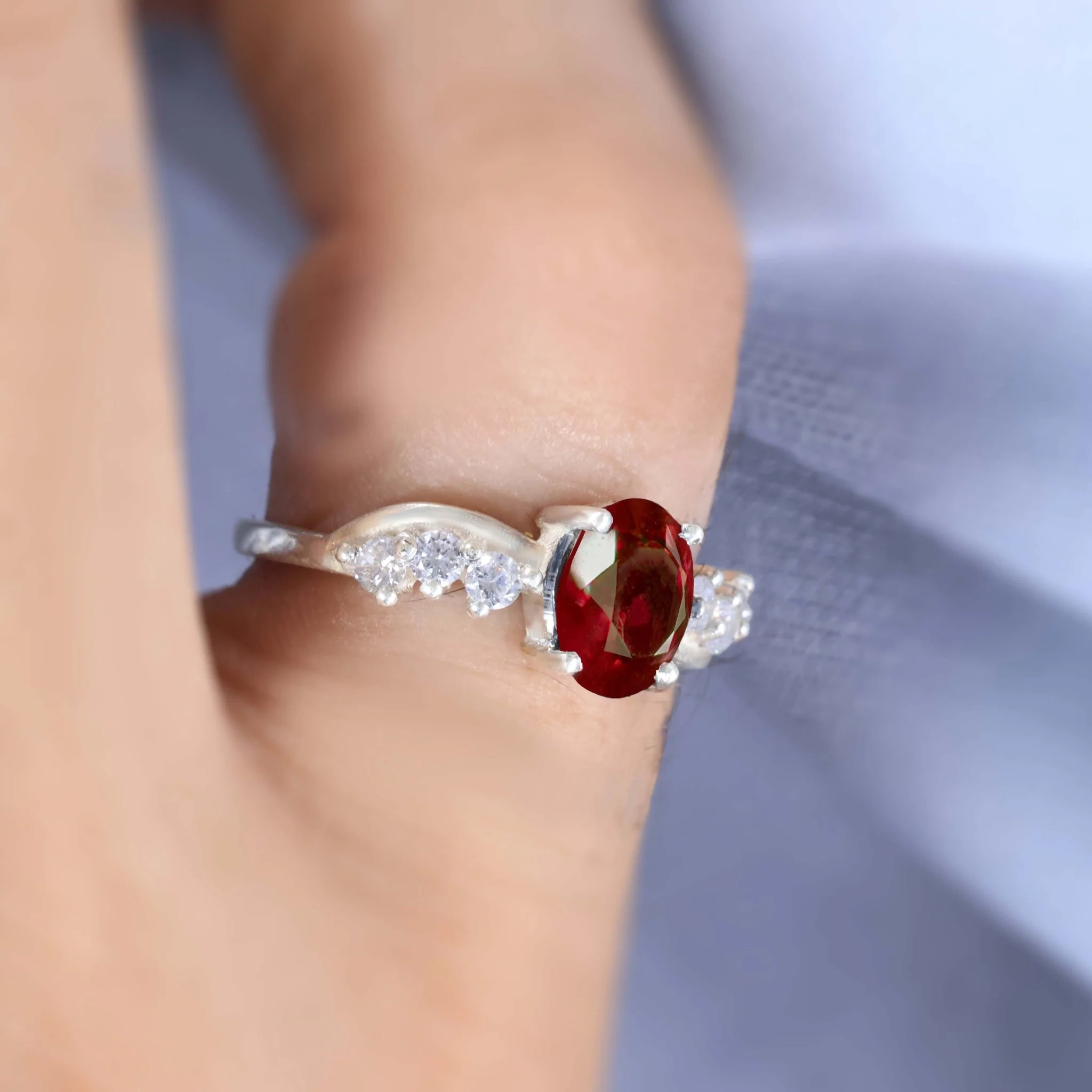 Natural Ruby Solitaire with Accents Ring with Gold Filled & Sterling Silver - Image 5