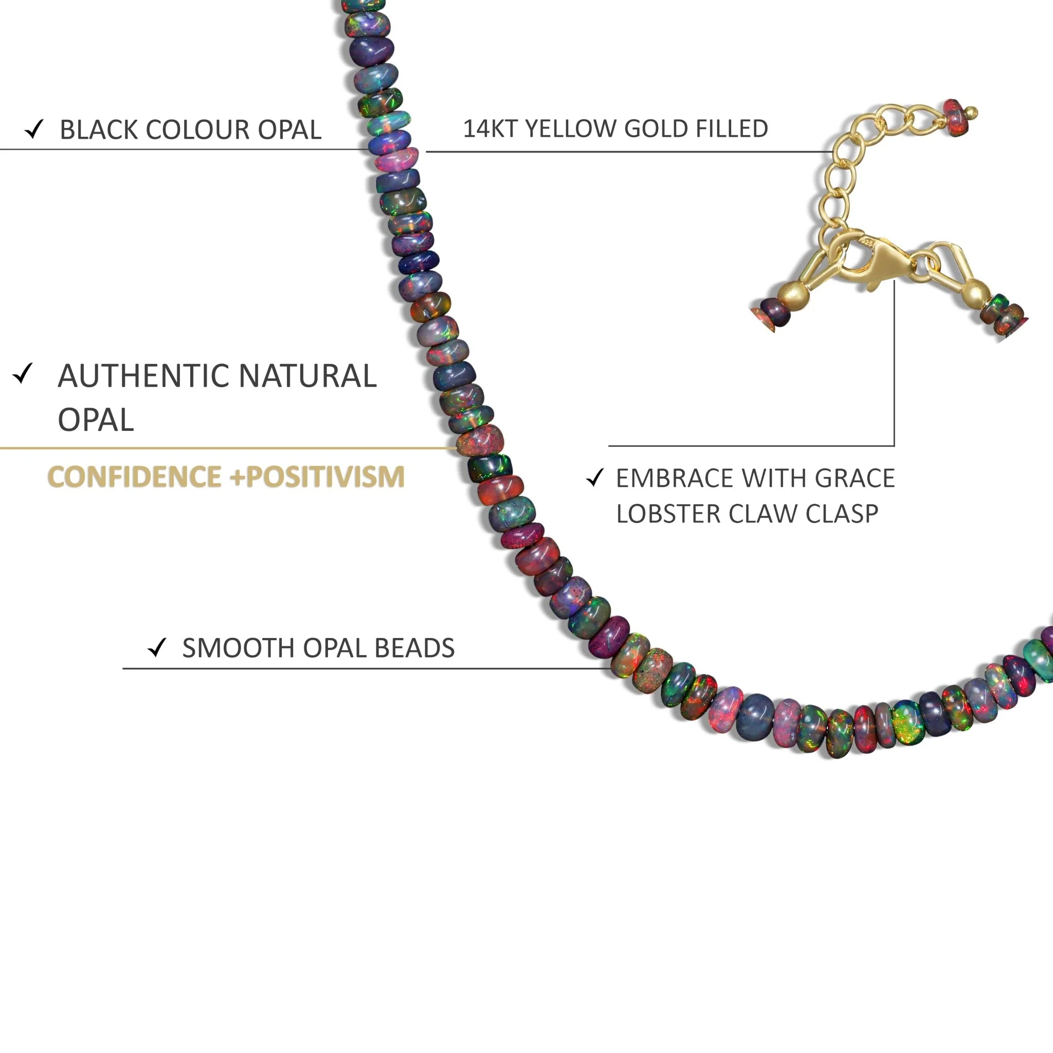 Natural Sterling Silver Black Opal Beaded Necklace for christmas Gift - Image 2
