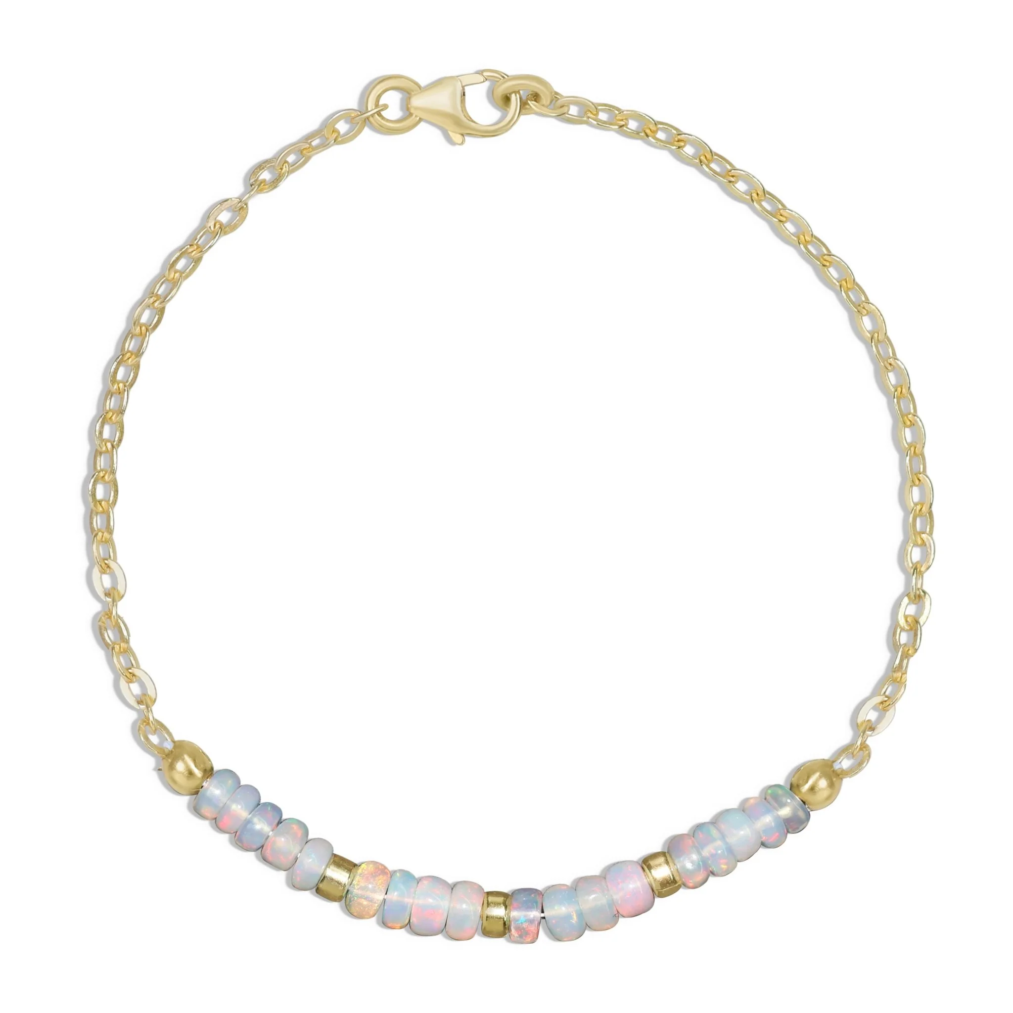 Natural White Opal Beaded Chain Bracelet Handmade Beads Bracelets