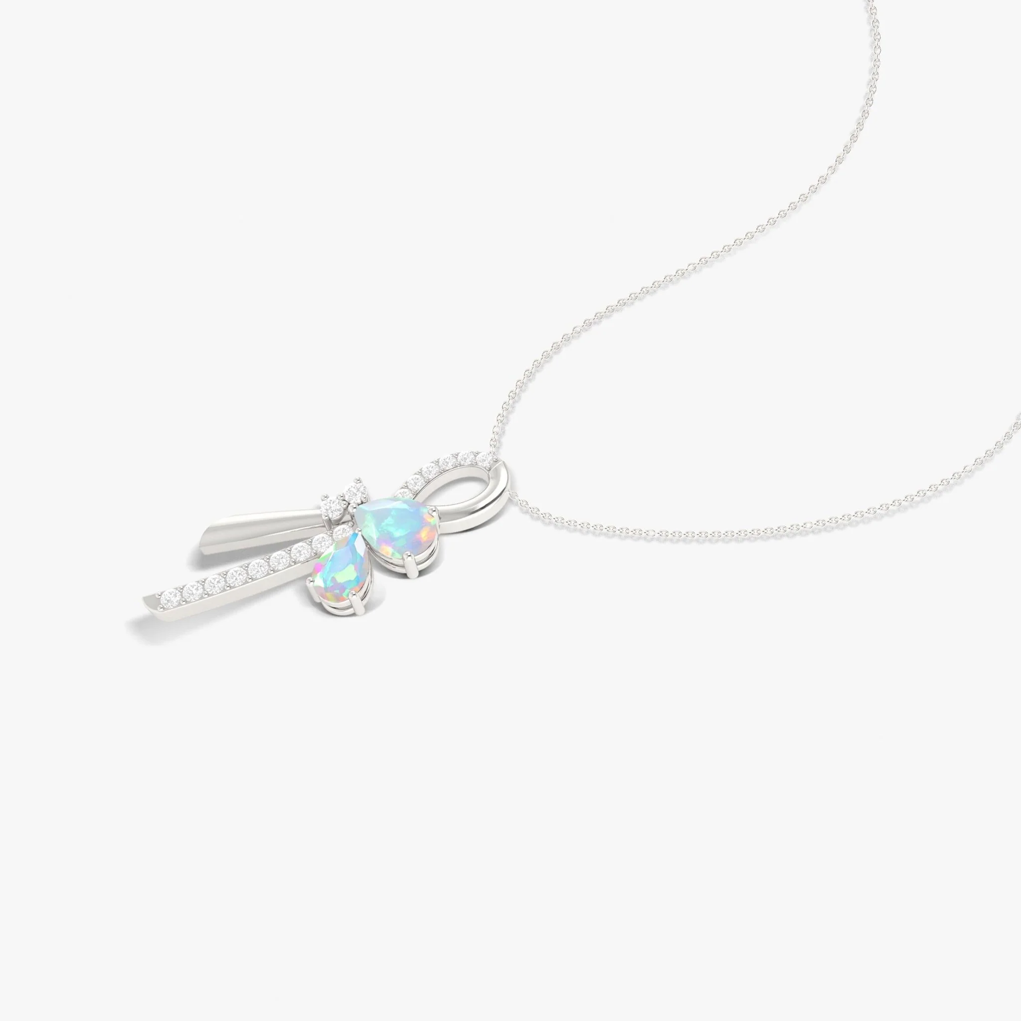 Natural White Opal Knot Style Charm Pendant Necklace - Image 4