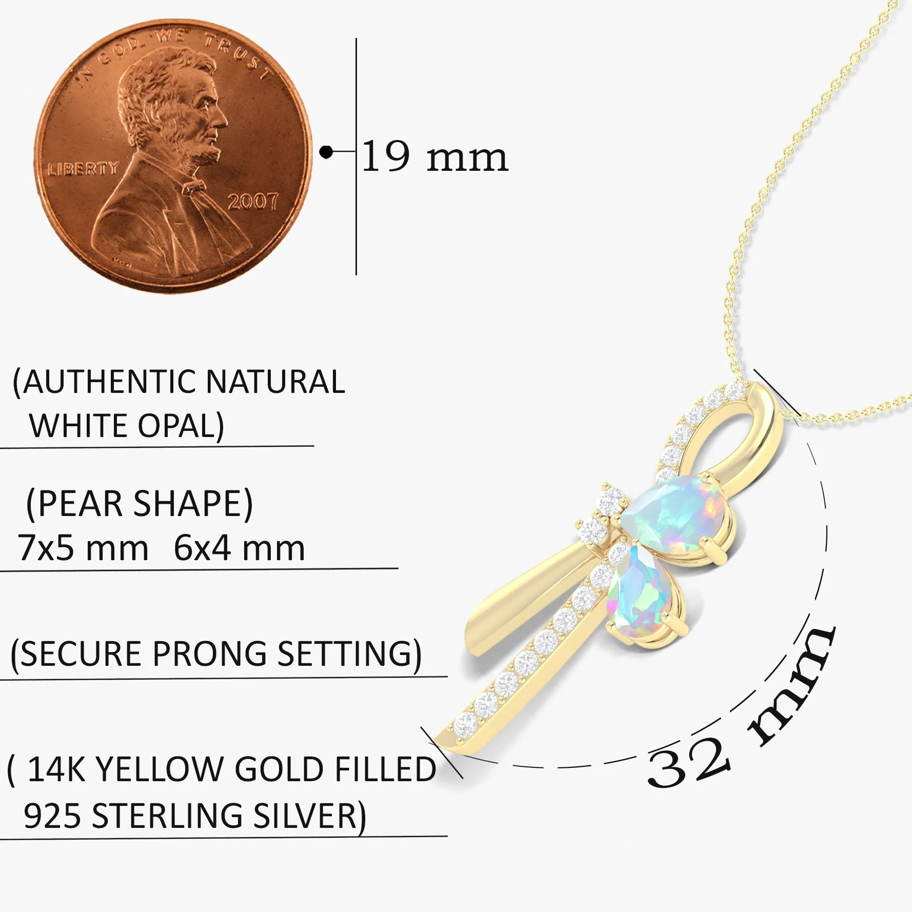 Natural White Opal Knot Style Charm Pendant Necklace - Image 5