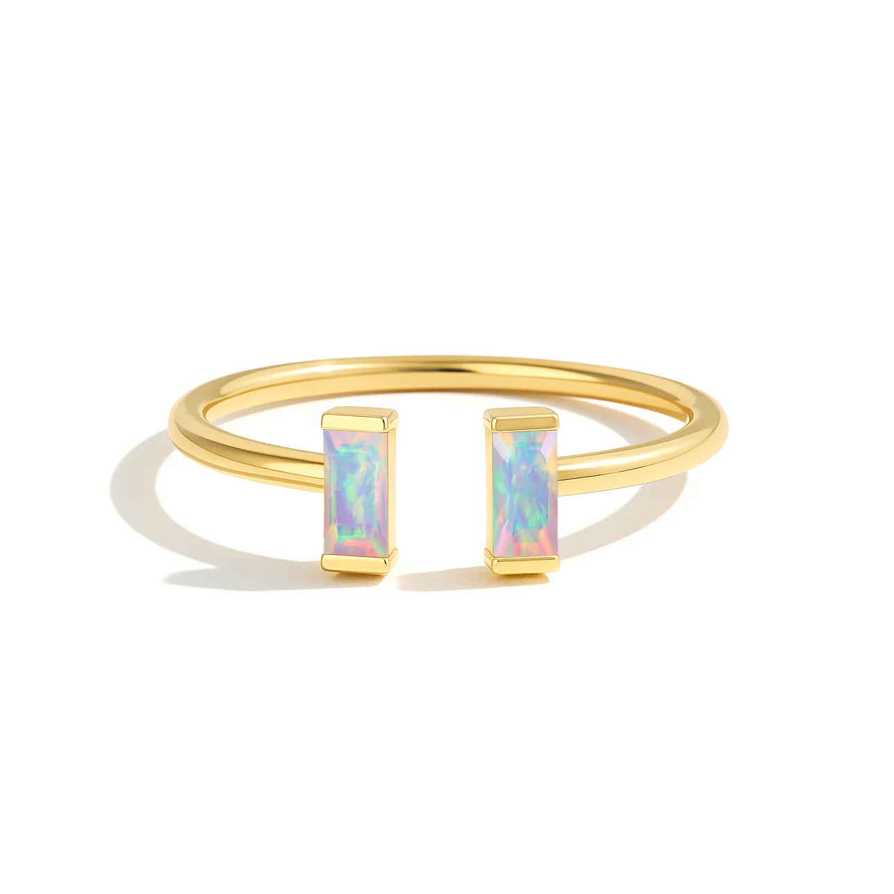 Natural White Vertical Opal Baguette Open Ring in 925 Sterling Silver 5x2mm 0.50ct - Image 9
