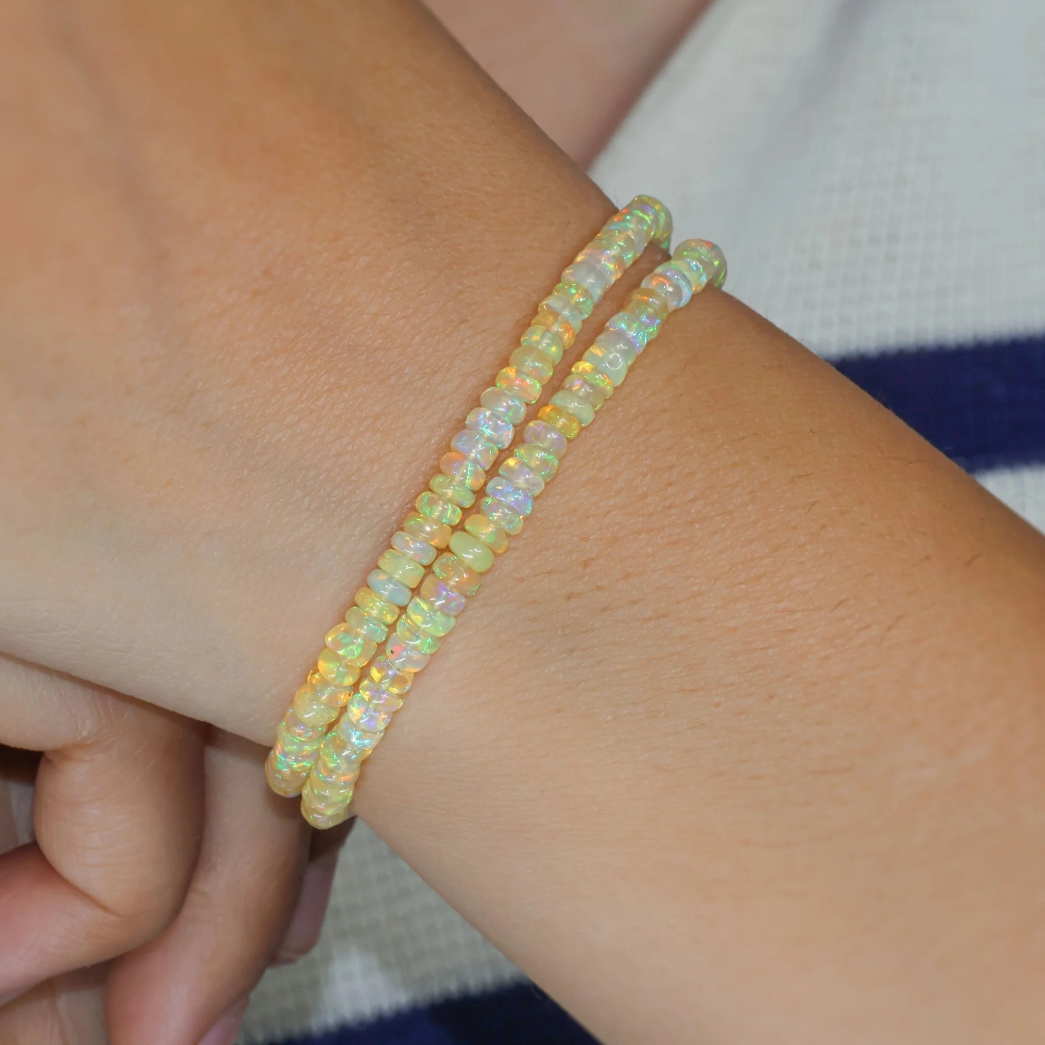 Natural Yellow Opal 2 Strand Plain Beaded Handmade Bracelet - Image 2