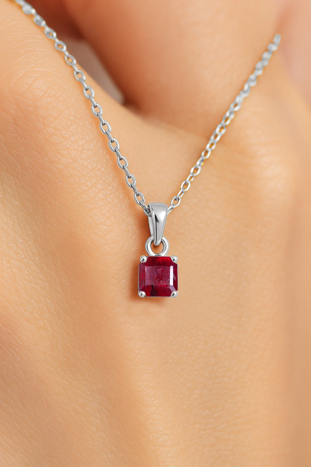 Octagon Ruby Solitaire Pendant Necklace in 925 Sterling Silver 7mm Stone 1.50ct - Image 12