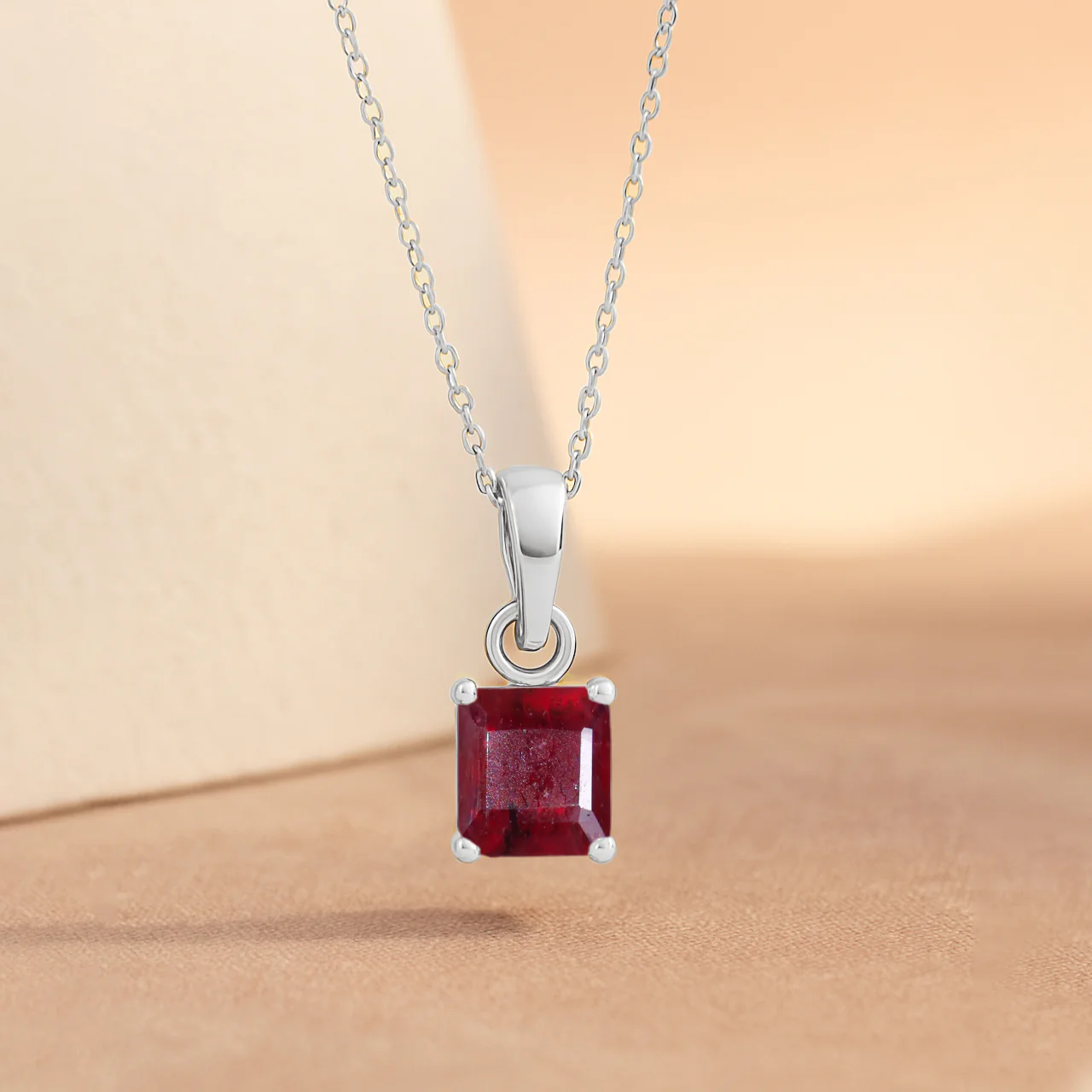 Octagon Ruby Solitaire Pendant Necklace in 925 Sterling Silver 7mm Stone 1.50ct - Image 4