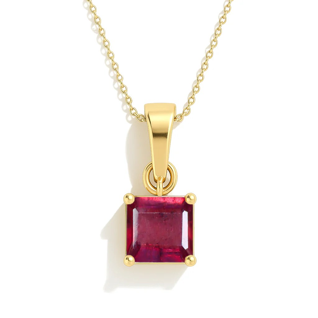 Octagon Ruby Solitaire Pendant Necklace in 925 Sterling Silver 7mm Stone 1.50ct - Image 6
