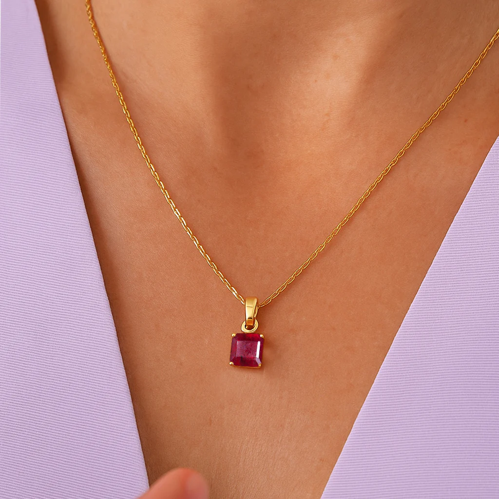 Octagon Ruby Solitaire Pendant Necklace in 925 Sterling Silver 7mm Stone 1.50ct - Image 7