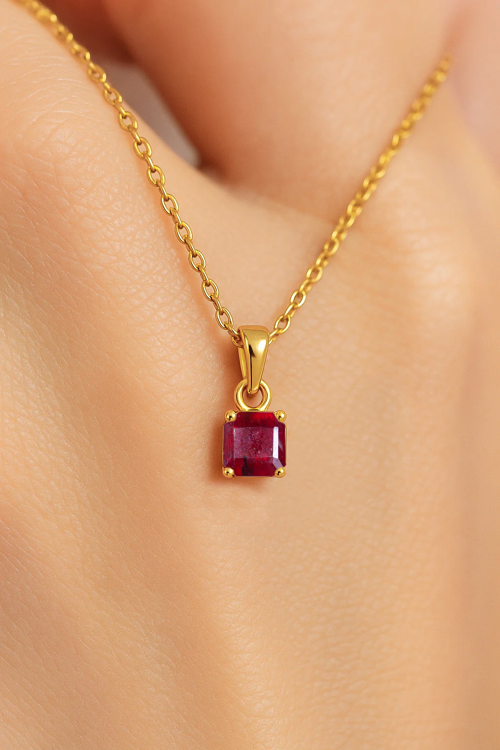 Octagon Ruby Solitaire Pendant Necklace in 925 Sterling Silver 7mm Stone 1.50ct - Image 8