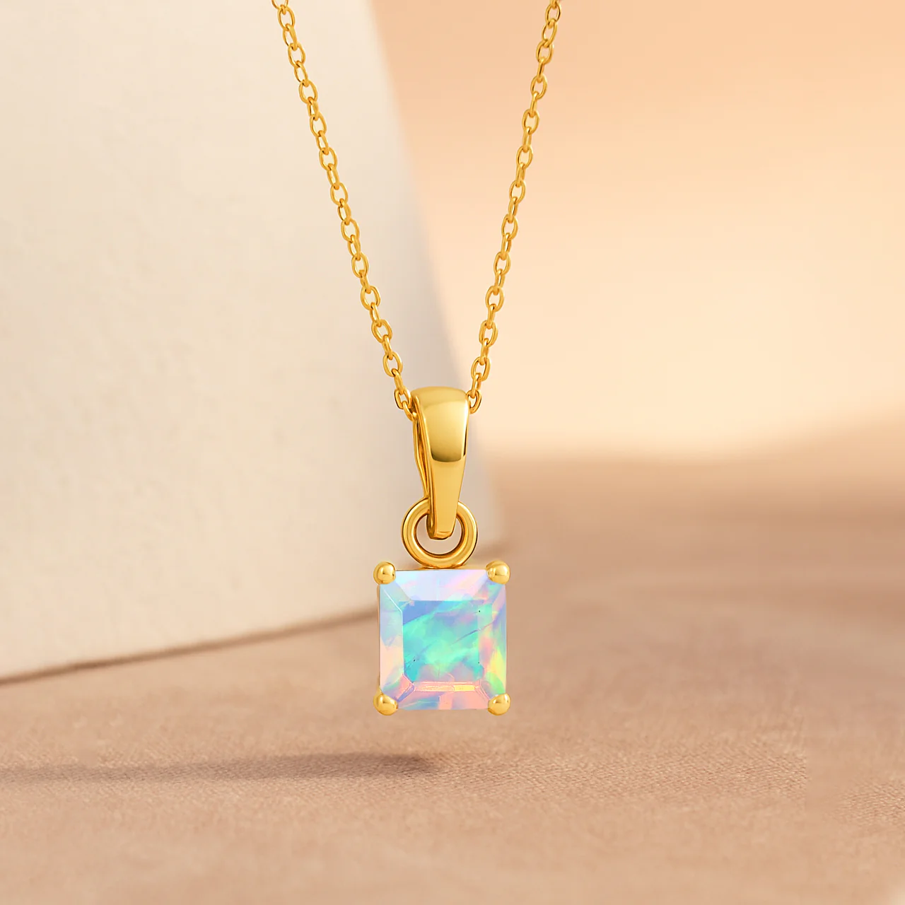 Octagon White Opal Solitaire Pendant Necklace in 925 Sterling Silver 7mm Stone 1.20ct - Image 9