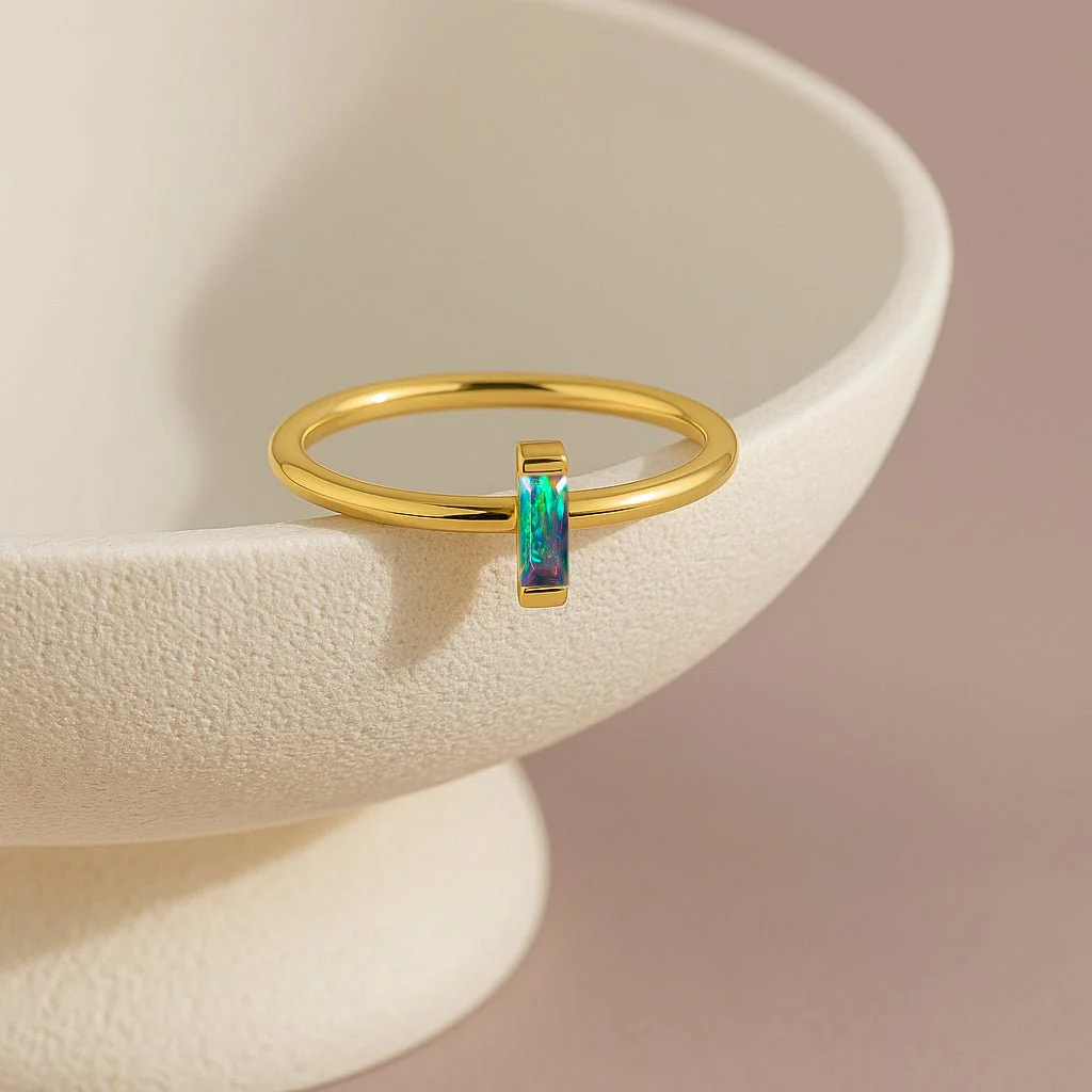 October Birthstone Black Opal Solitaire Ring - Image 4