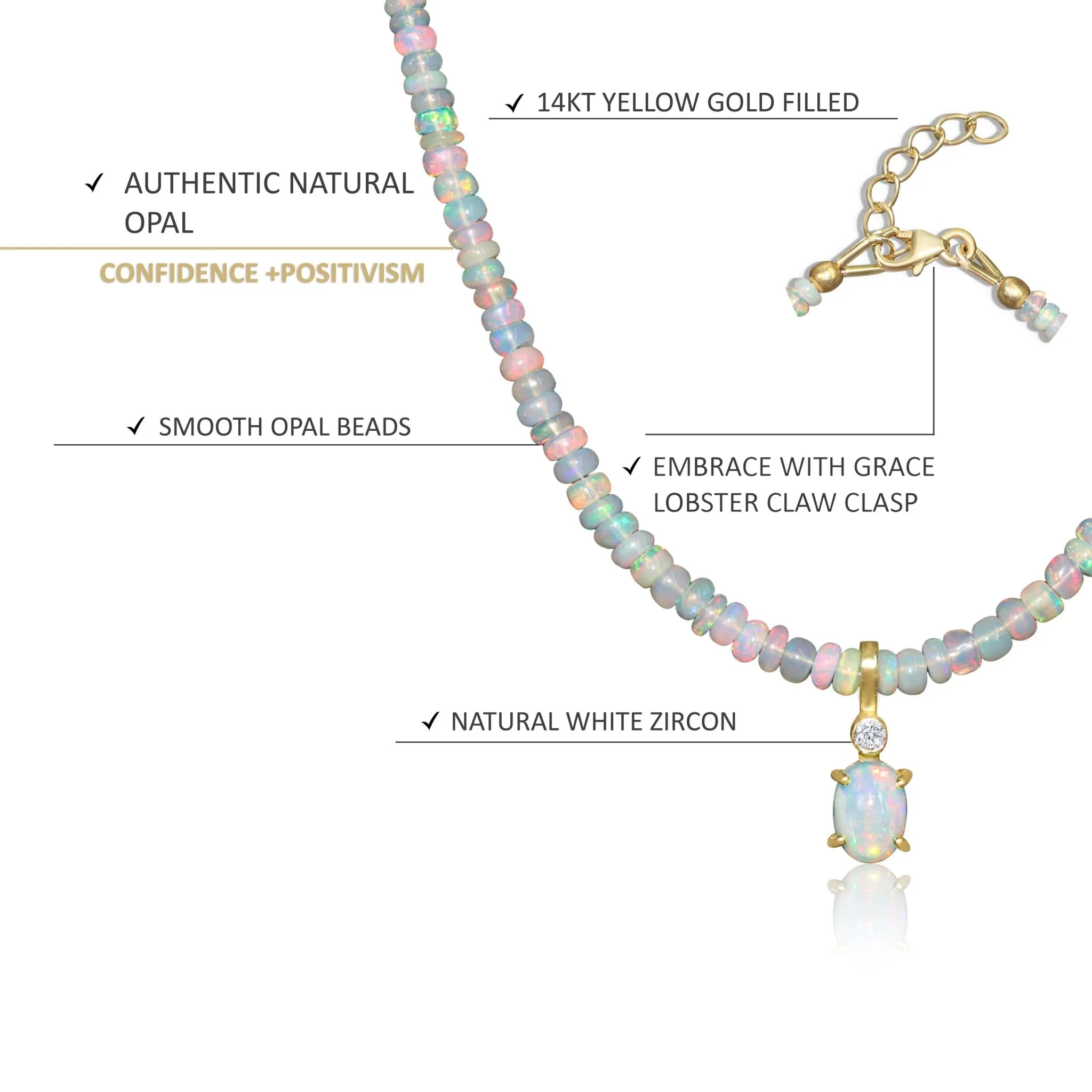 Organic Opal Beaded Necklace With Opal Pendant Perfect Gift For Her - Image 4